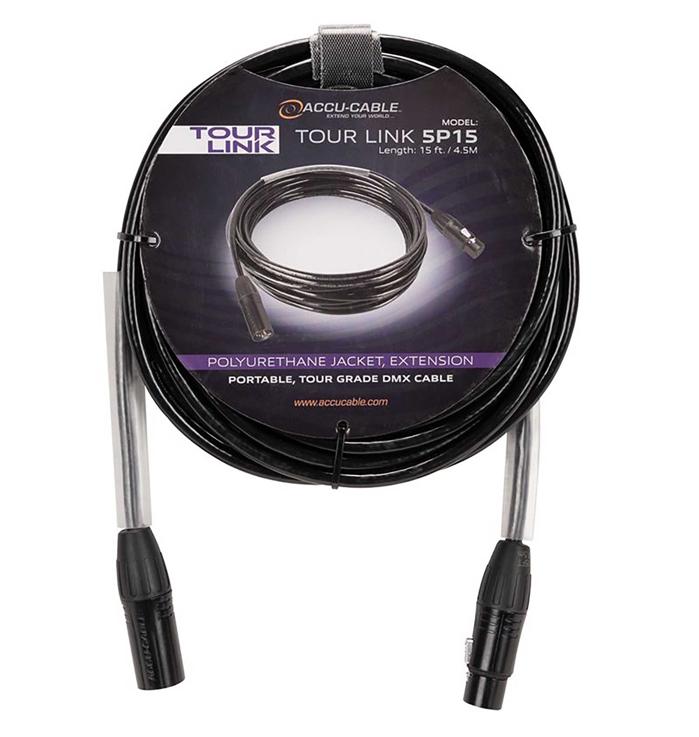 Accu-Cable Tour Link Professional Series 5-Pin Male to Female DMX Cable by Accu Cable