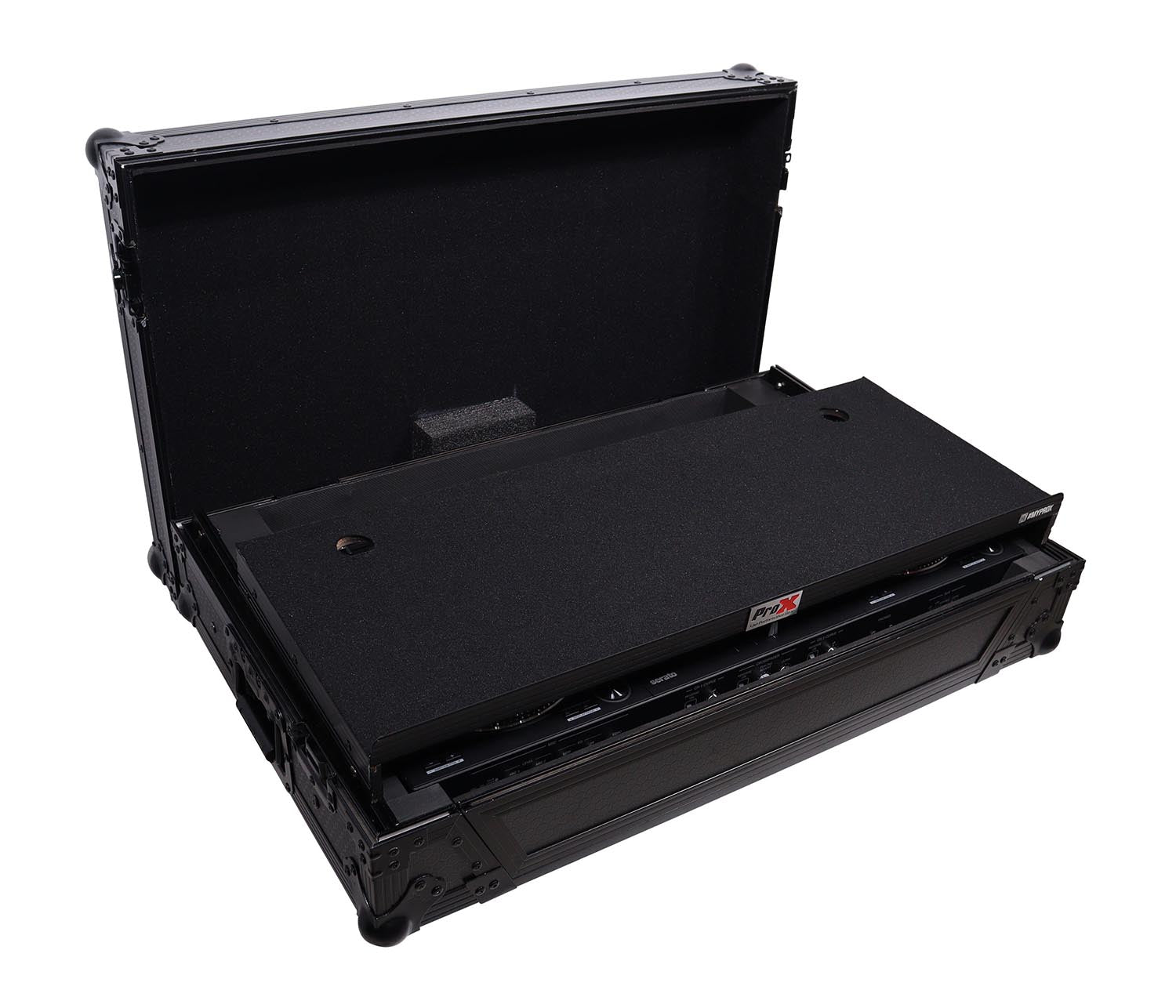 B-Stock: ProX XS-DDJFLX10WLTBLLED ATA Flight Style Road Case For Pioneer DDJ-FLX10 DJ Controller with Laptop Shelf 1U Rack Space Wheels and LED - Black by ProX Cases