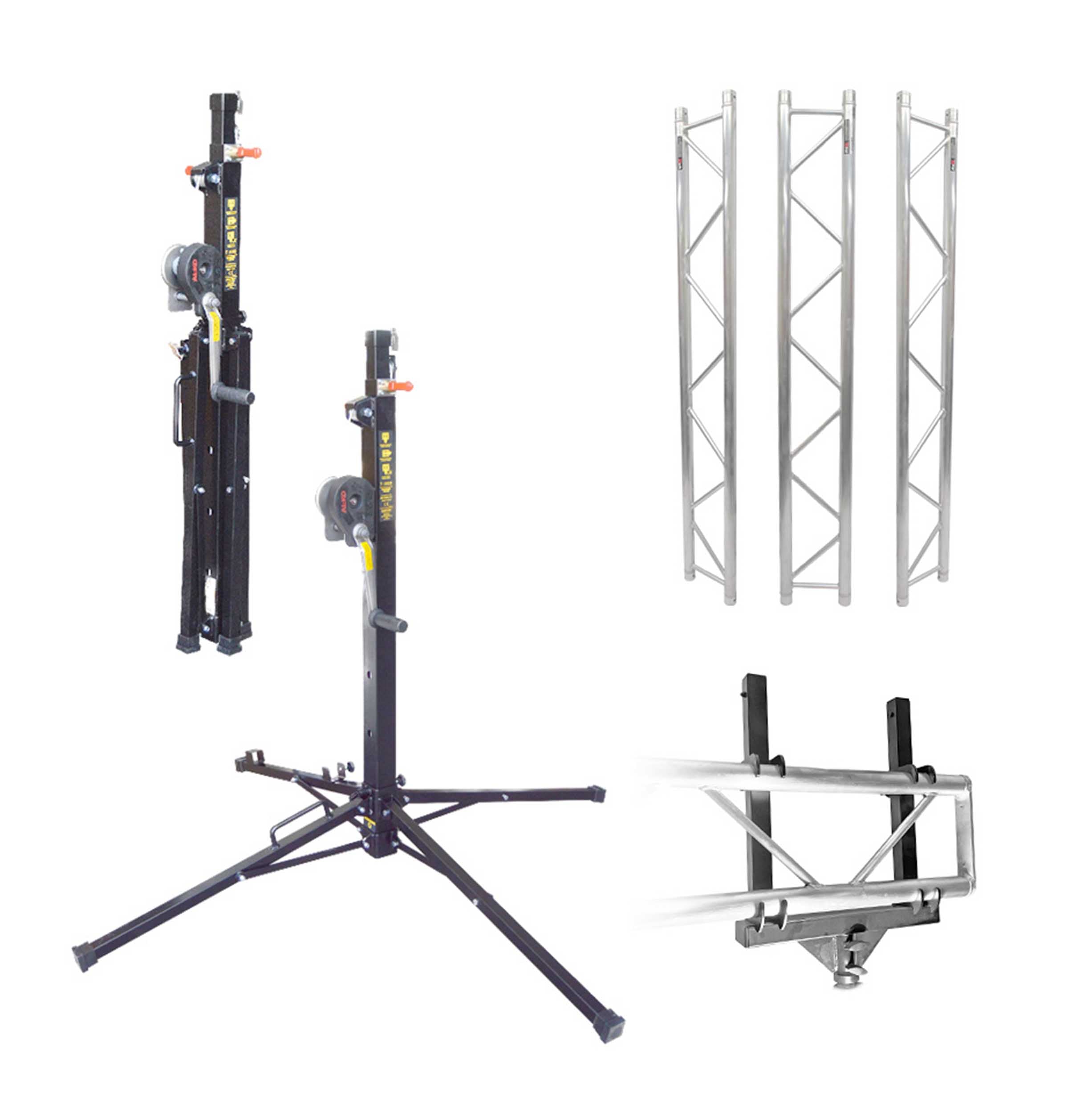 ProX F32 I-Beam Truss Support Package with (3) 6.56Ft Truss Segments, (2) Mount Brackets and (2) Lifting Towers by ProX Cases