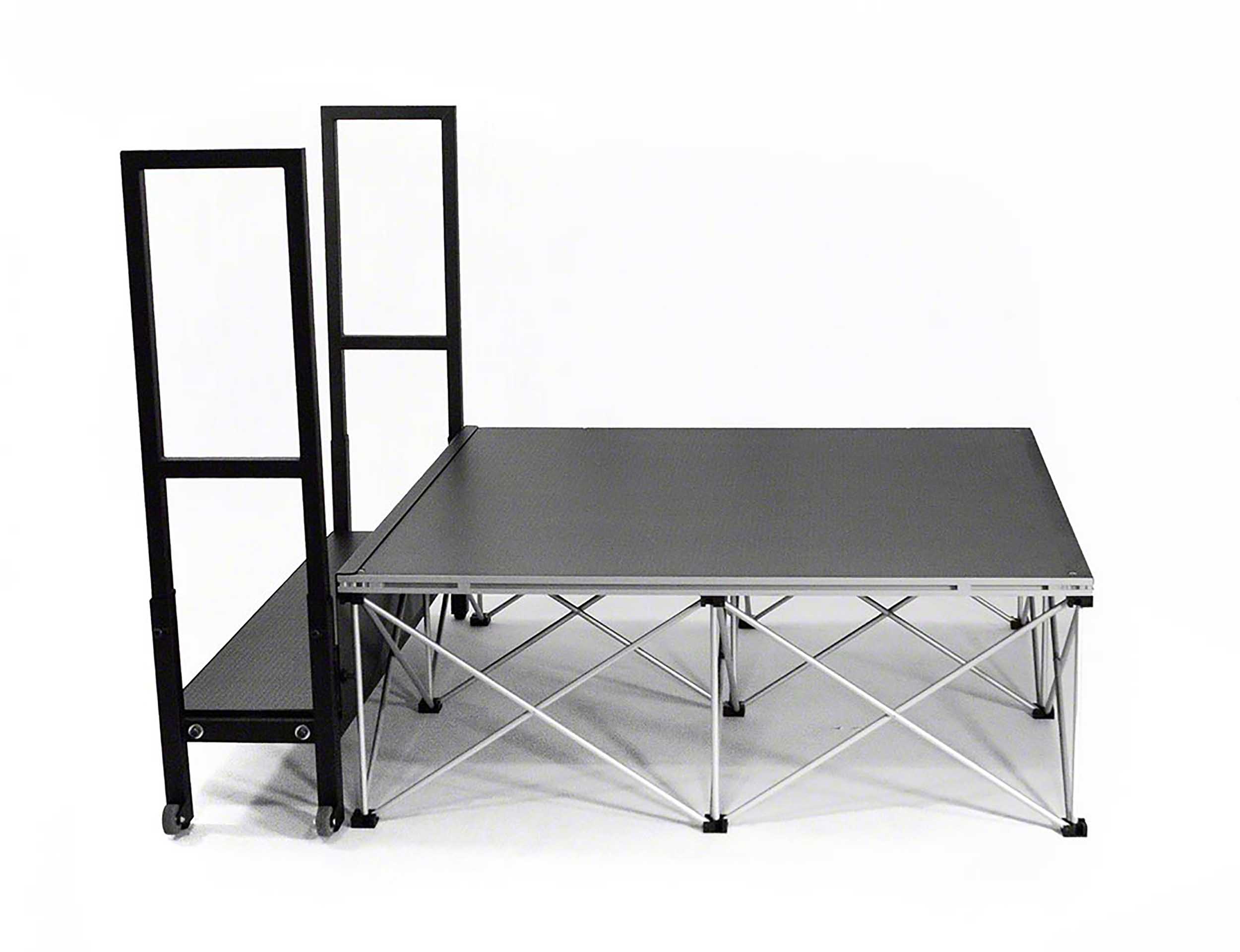 IntelliStage ISSTAIR1, 1-Step Fixed Stairs with Handrails for 16" High Stage by IntelliStage