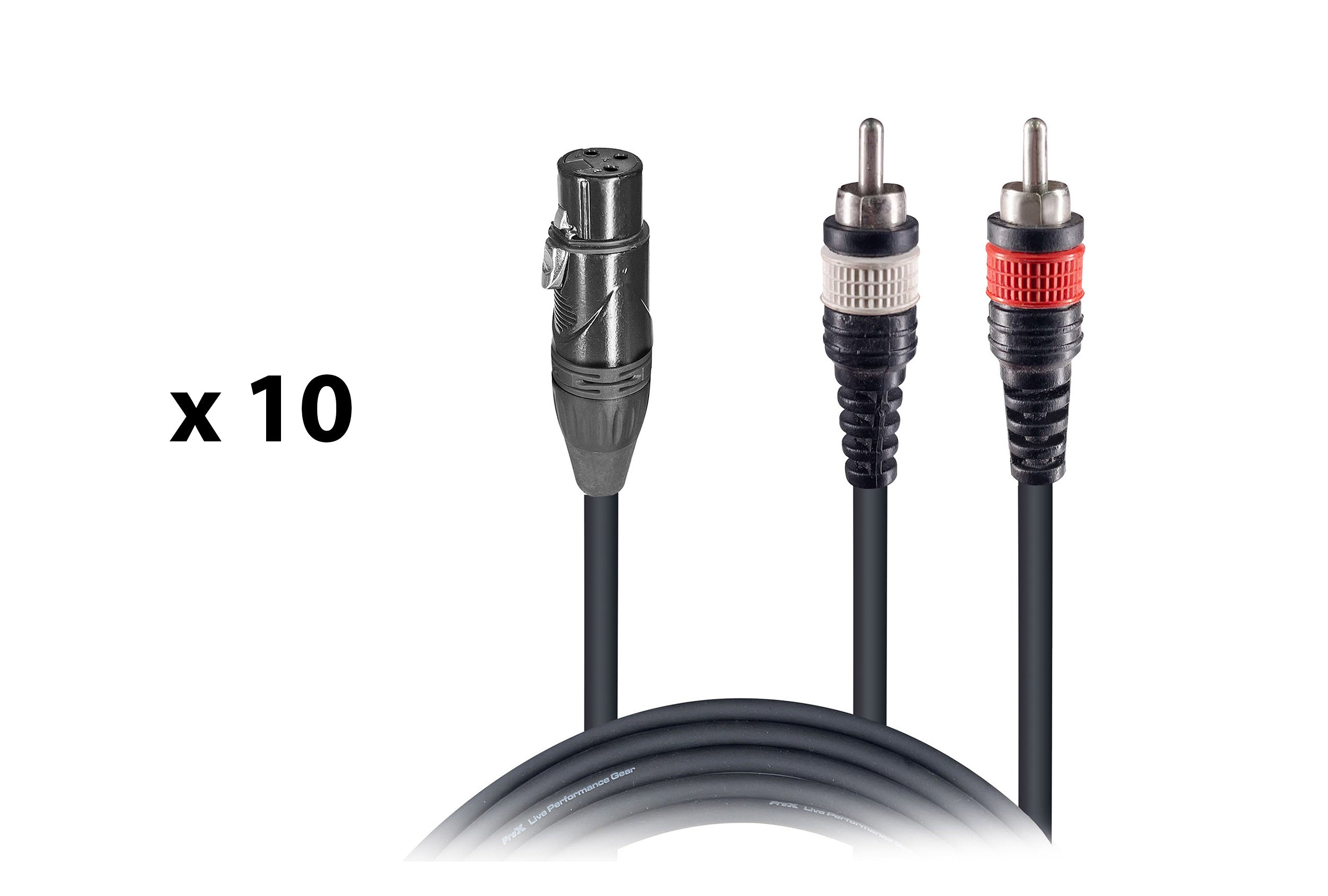 ProX XC-XFYRCA03 X10, 3 Ft XLR Female to Dual RCA Male Y-Cable DJ Package - Set of 10 by ProX Cases
