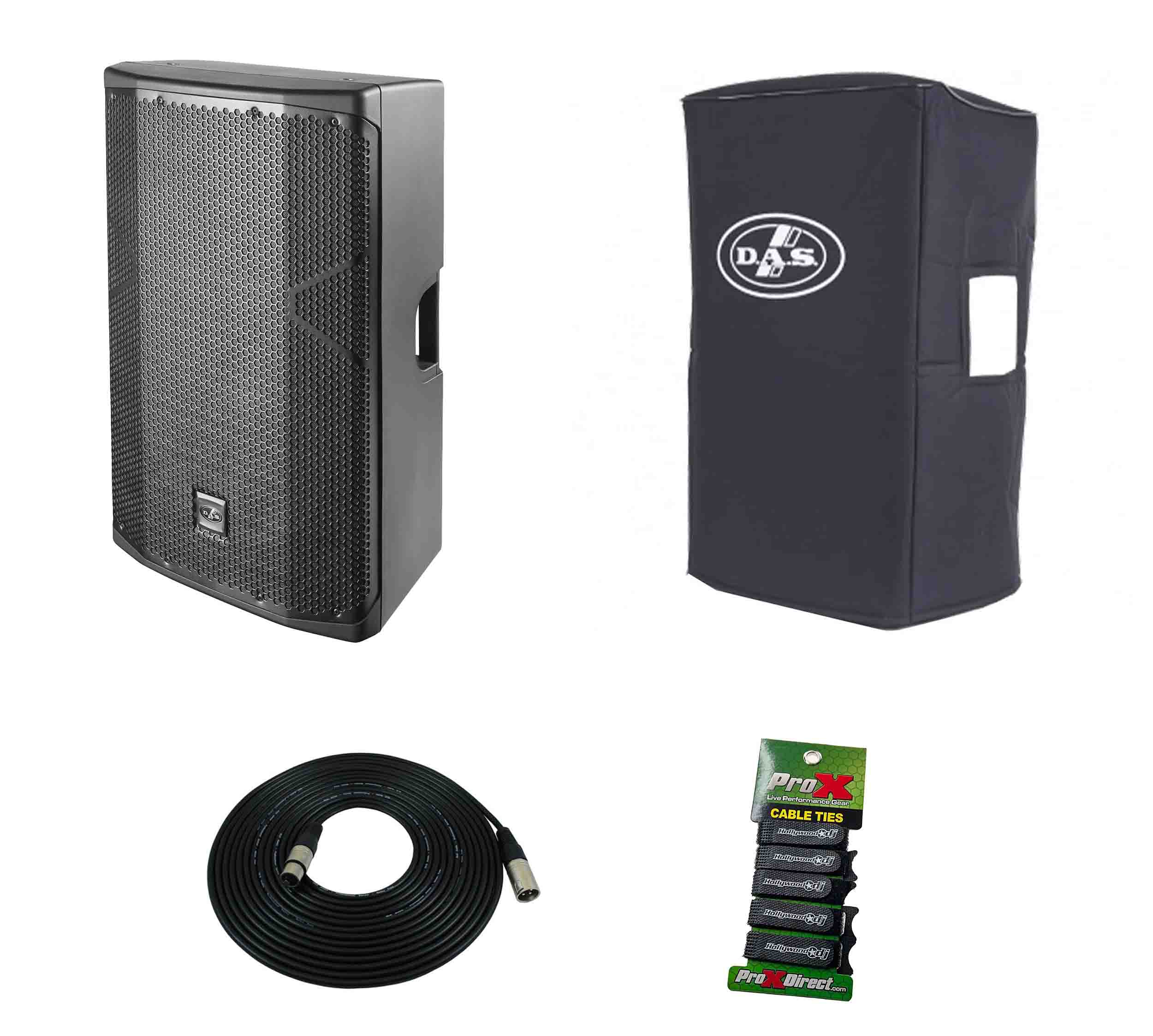 DAS Audio 415ACVRALTEA15 Powered Speaker DJ Package with Cover by DAS Audio
