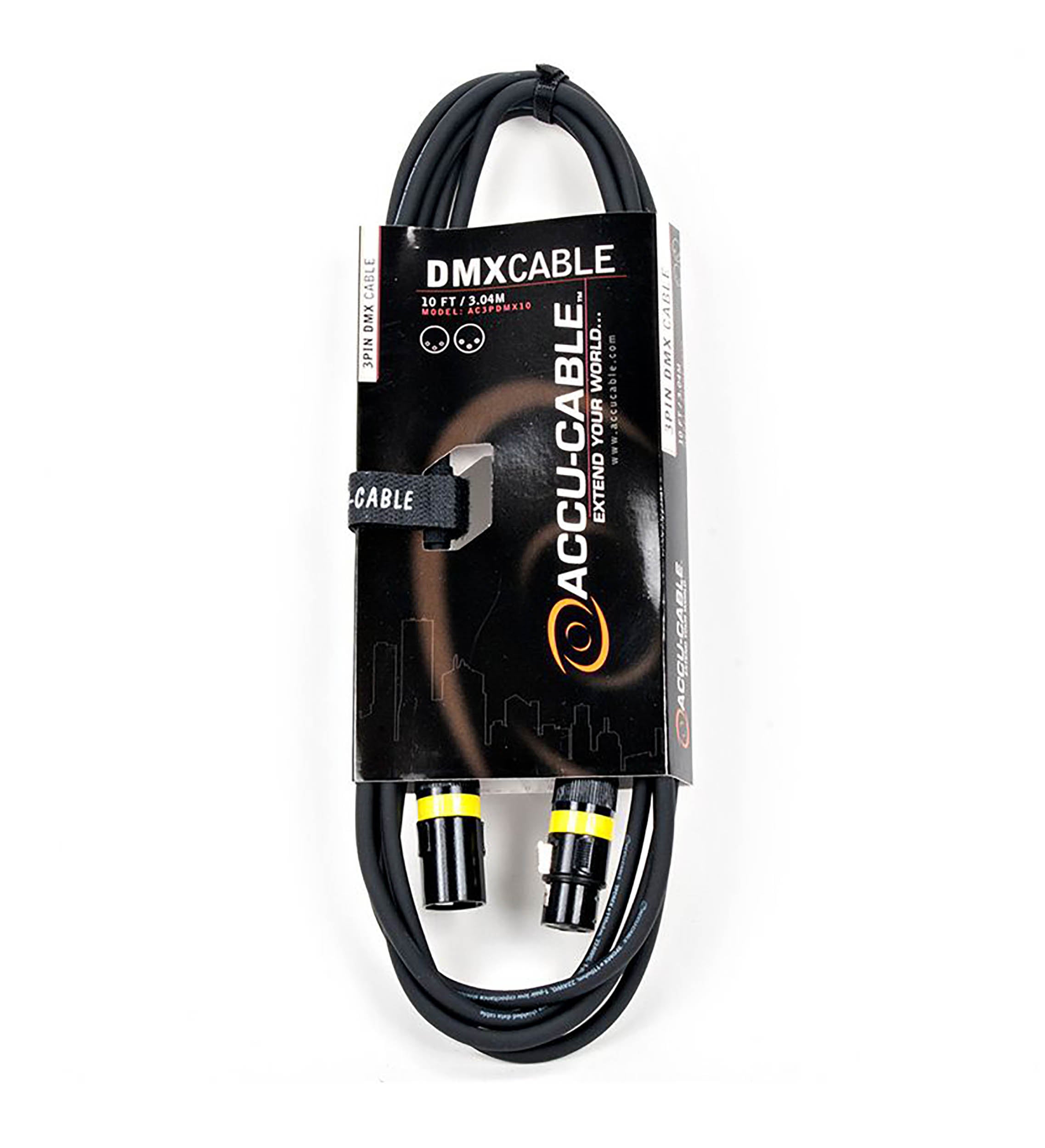 Accu-Cable AC3PDMX, 3-Pin Male To 3-Pin Female Connection DMX Cable by Accu Cable