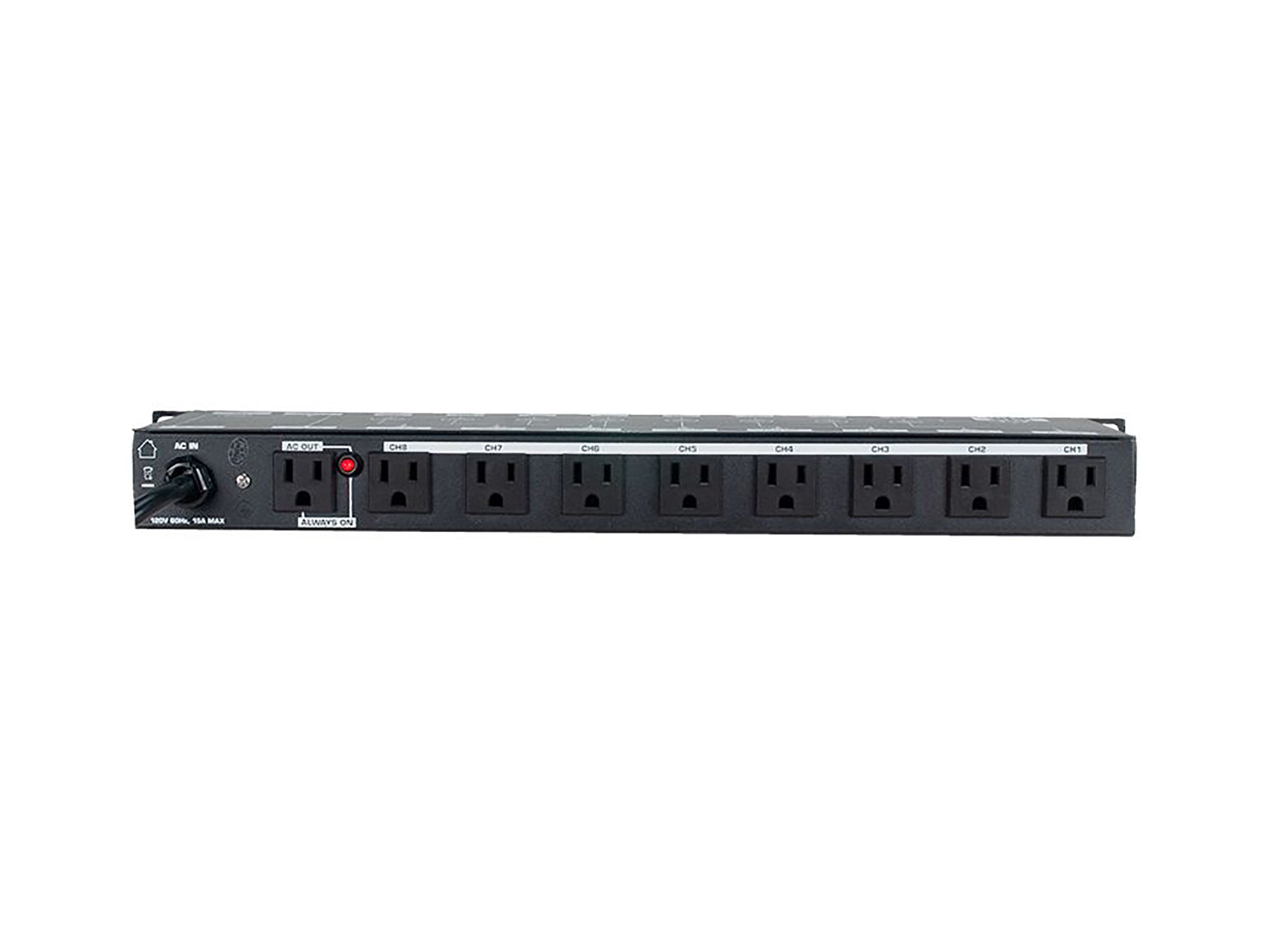 ADJ POW-R BAR RACK USB, AC Power Center with 10, 3-Prong Edison Power Outlets and 2 USB Charging Ports. by ADJ