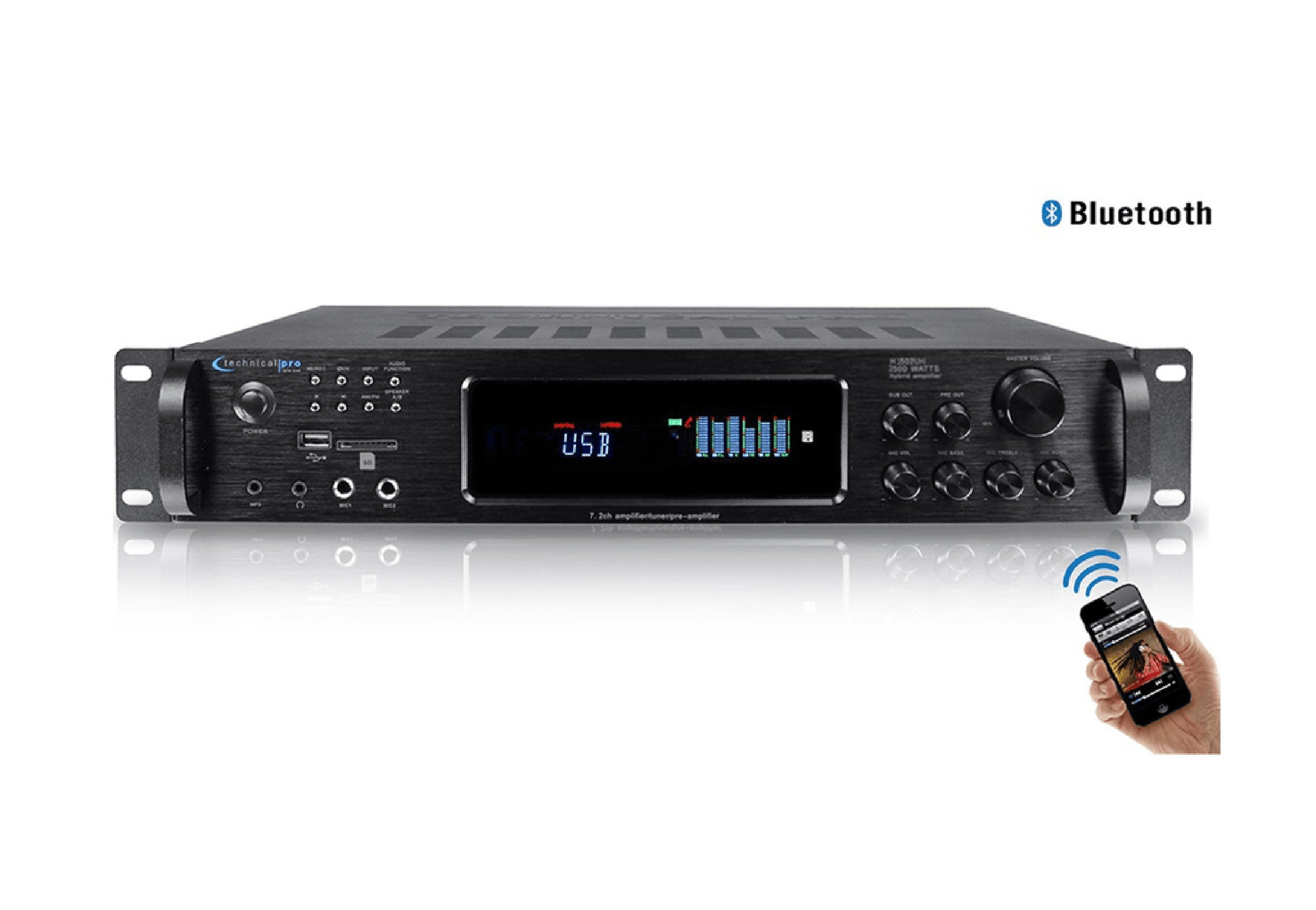 Technical Pro H2502URBT Digital Hybrid 2500-Watt Amplifier by Technical Pro