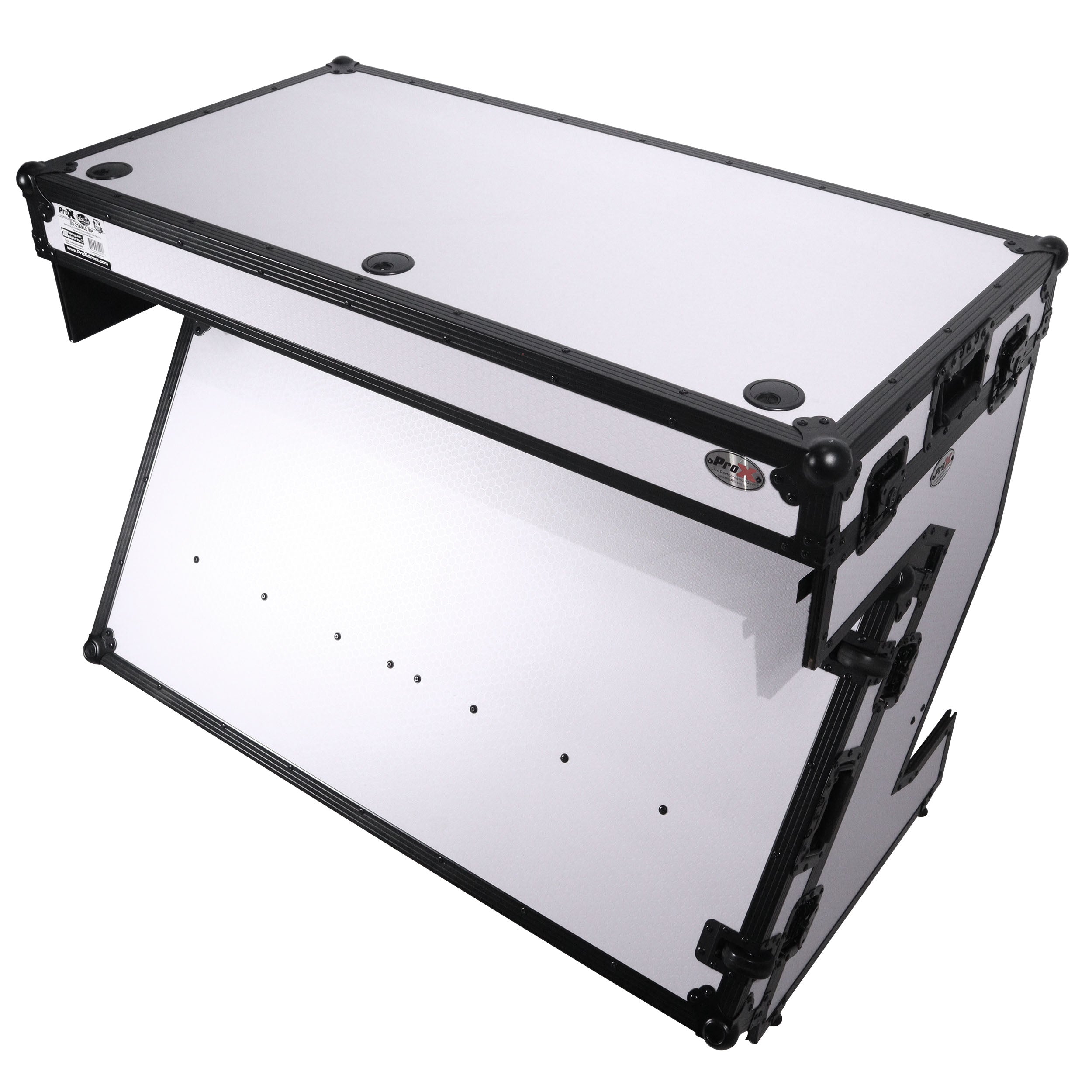 ProX XS-ZTABLEWH, Z-Style Folding DJ Table Flight Case with Handles and Wheels - Black White Finish by ProX Cases