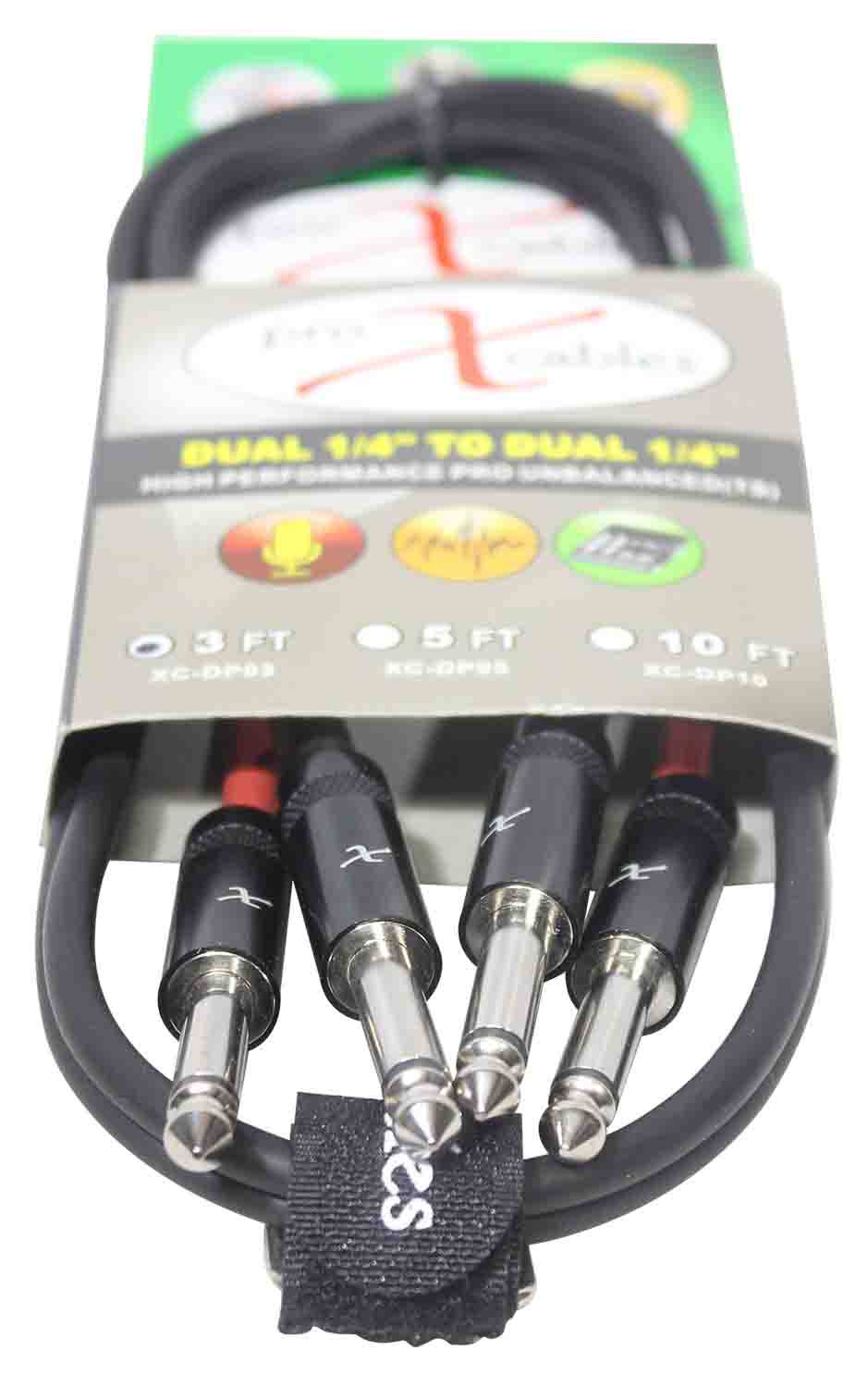 Prox XC-DP03 Unbalanced Dual 1/4" TS-M to Dual 1/4" TS-M High Performance Audio Cable - 3 Feet - Hollywood DJ