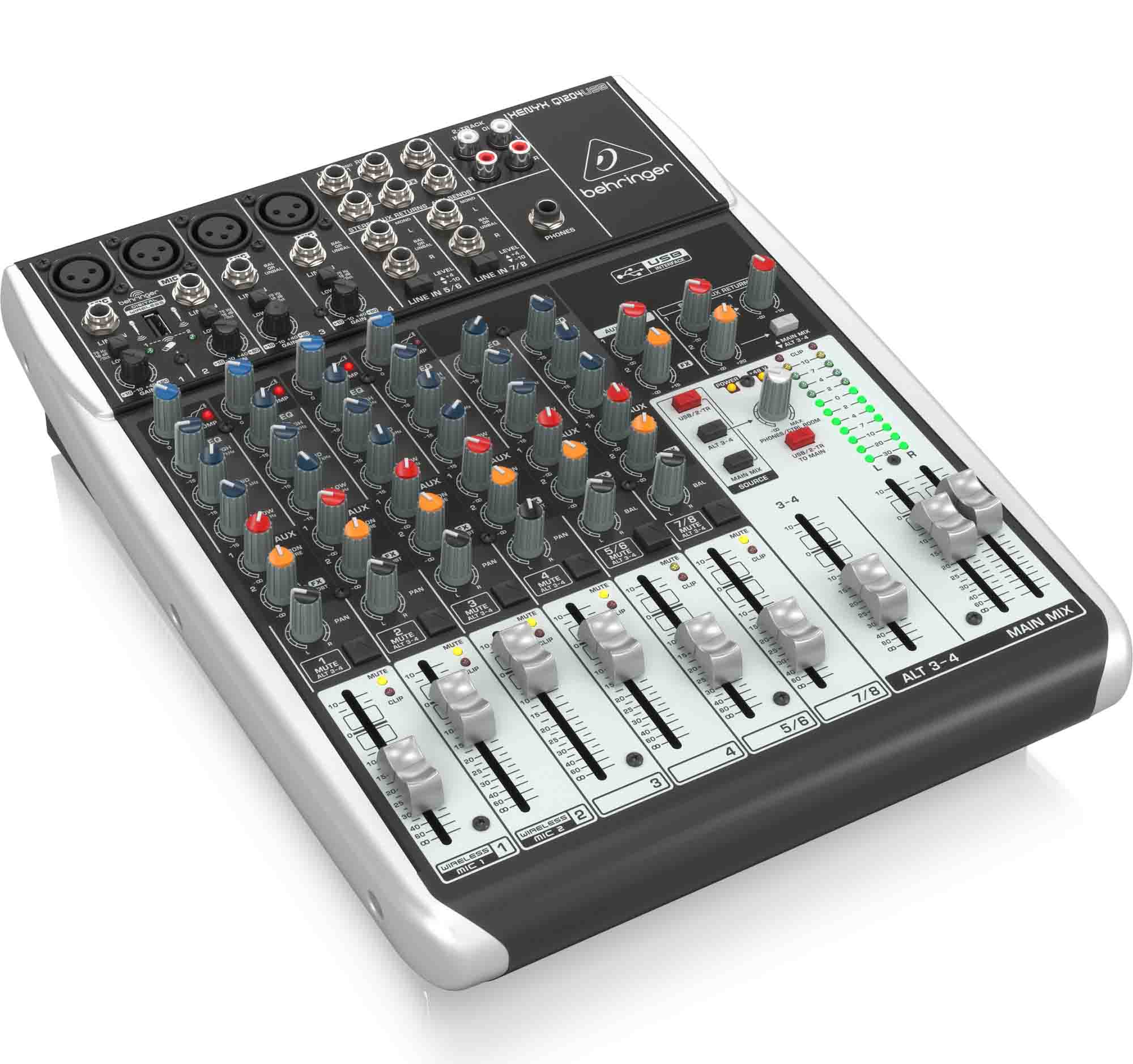 Behringer Q1204USB, 12-Input 2/2-Bus Mixer with USB Audio Interface - Hollywood DJ