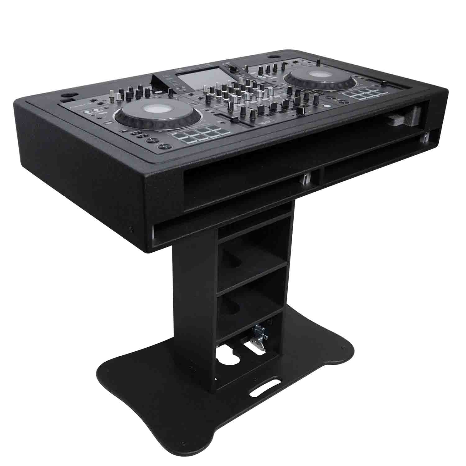 ProX DJCTBL2UCASE Control Tower DJ Stand with 2x 1U Rack, Laptop Arm, and Travel Cases for Pioneer XDJ-XZ, DDJ-1000 SRT, RANE One and SX3 - Black - Hollywood DJ