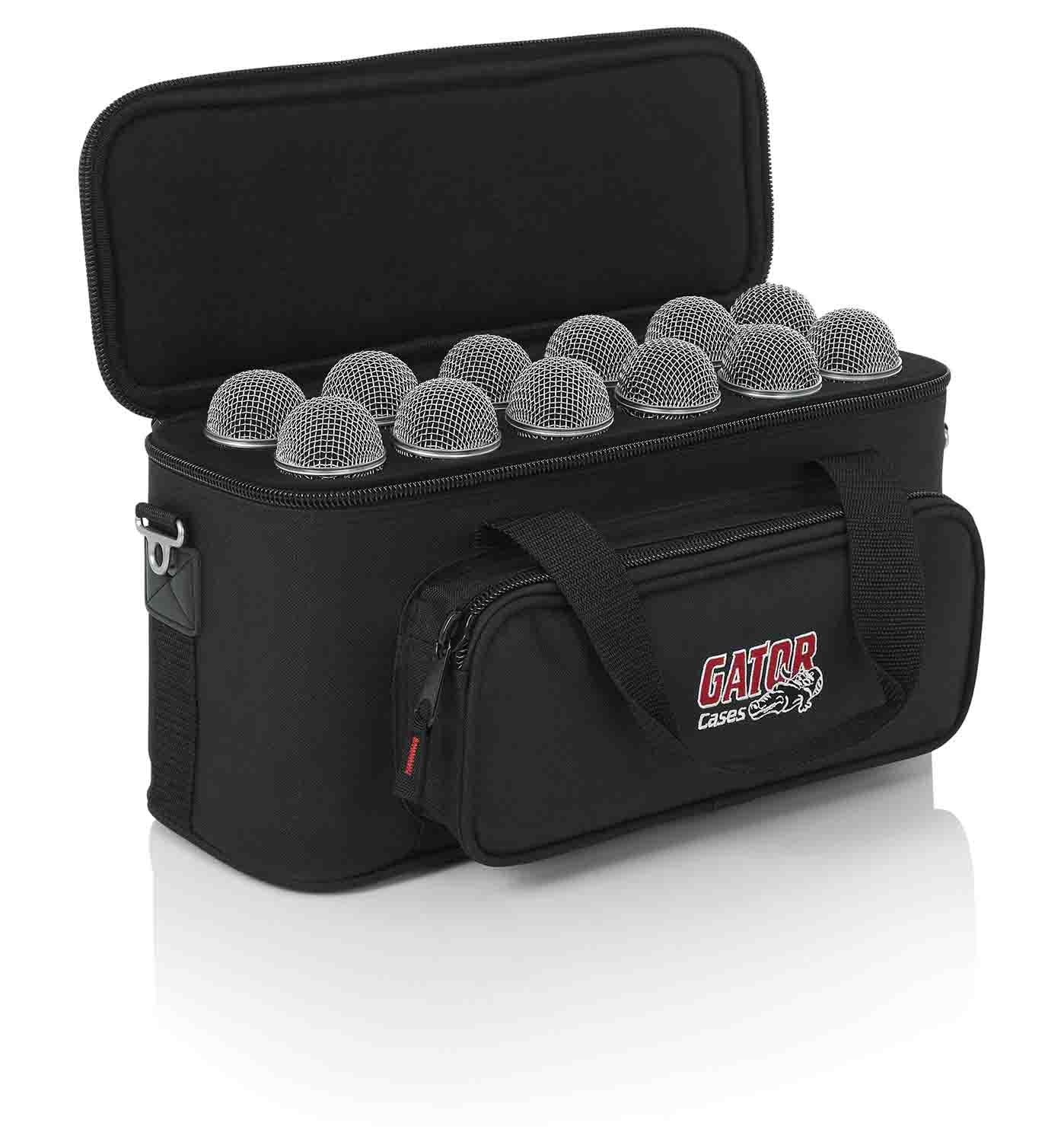 Gator Cases GM-12B DJ Bag for 12 Microphones with Exterior Pockets for Cables - Hollywood DJ