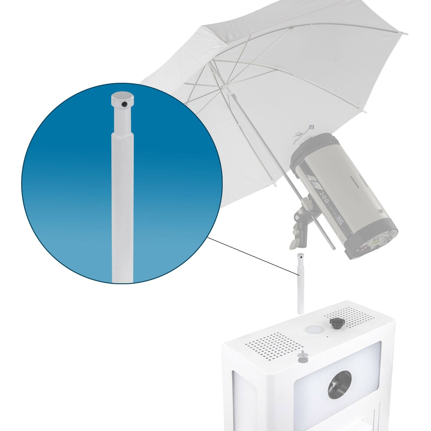 Odyssey PBBABYPIN9WHT, Long 5/8″ Baby Pin Majestic Photo Booth Mount - 9'', White - Hollywood DJ