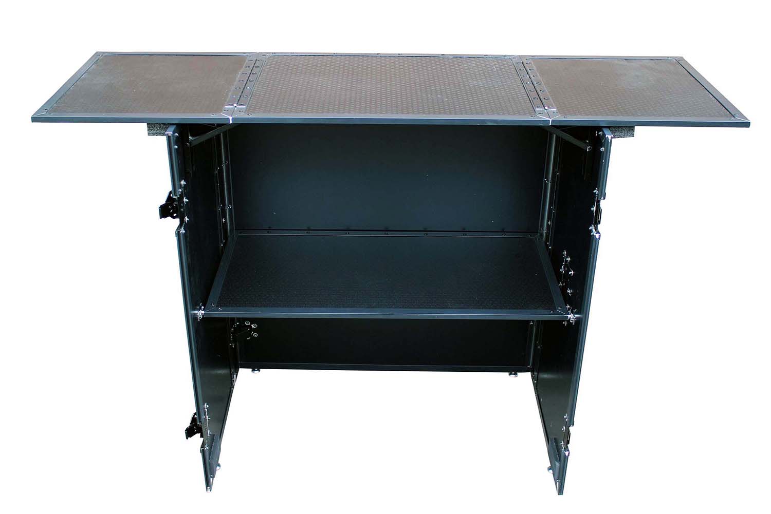 ProX XS-DJSTNBL Transformer Series DJ Folding Workstation Table with Wheels - Black on Black - Hollywood DJ
