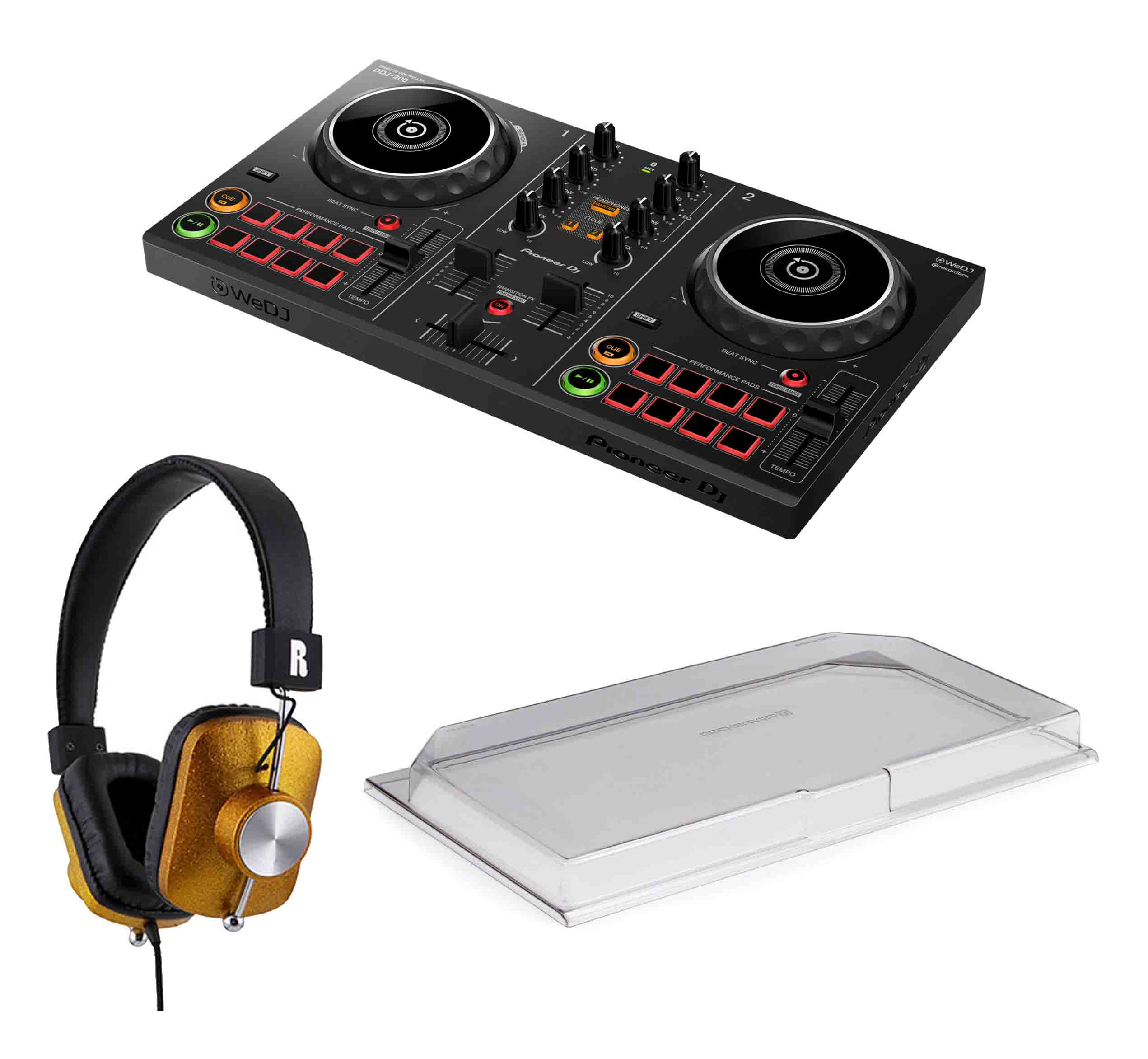 Pioneer DJ DDJ200 Controller Package with On Ear Stereo Headphones and