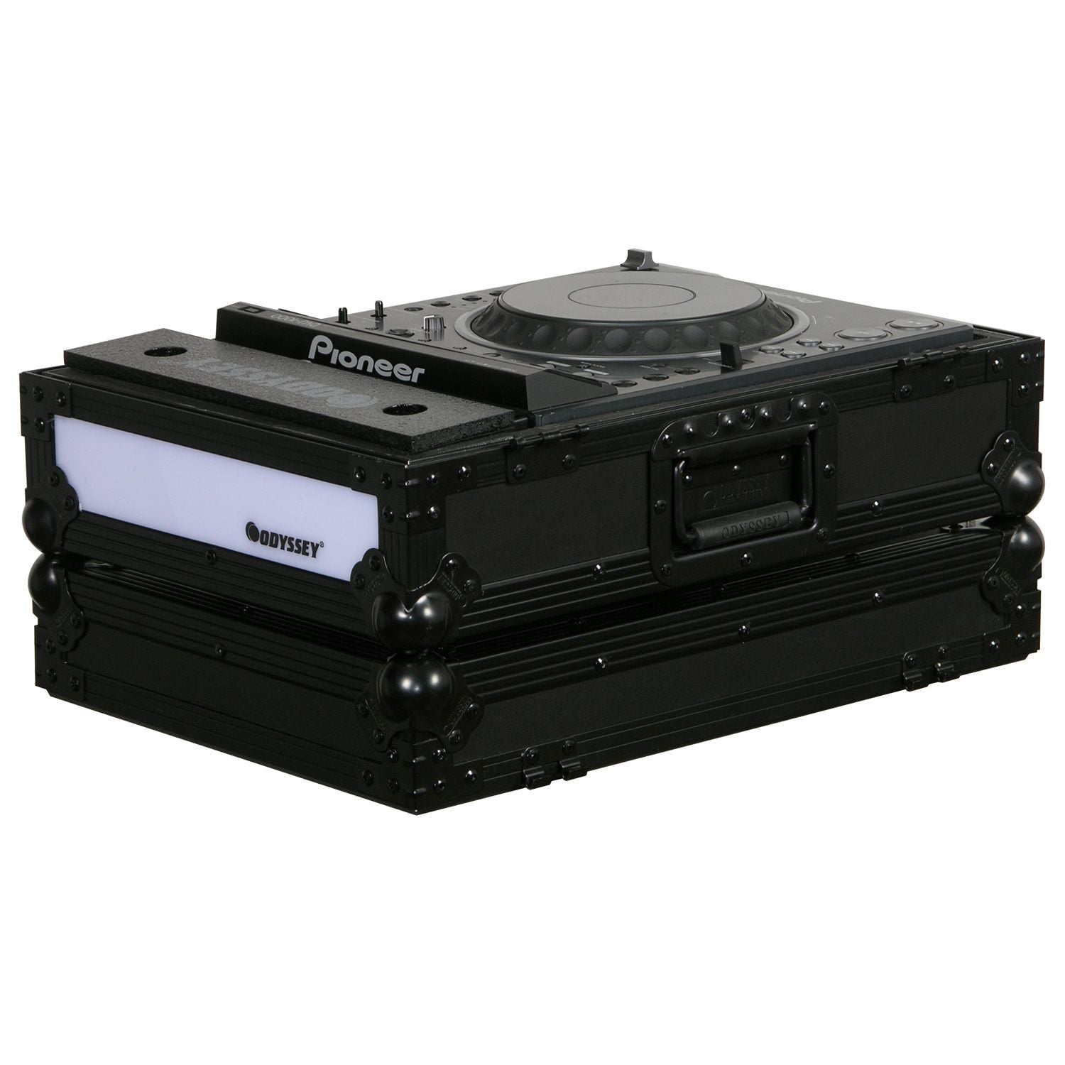 Odyssey FFXCDJBL, Universal Large Format Tabletop CD Digital Media Player Case with LED Panel - Black - Hollywood DJ