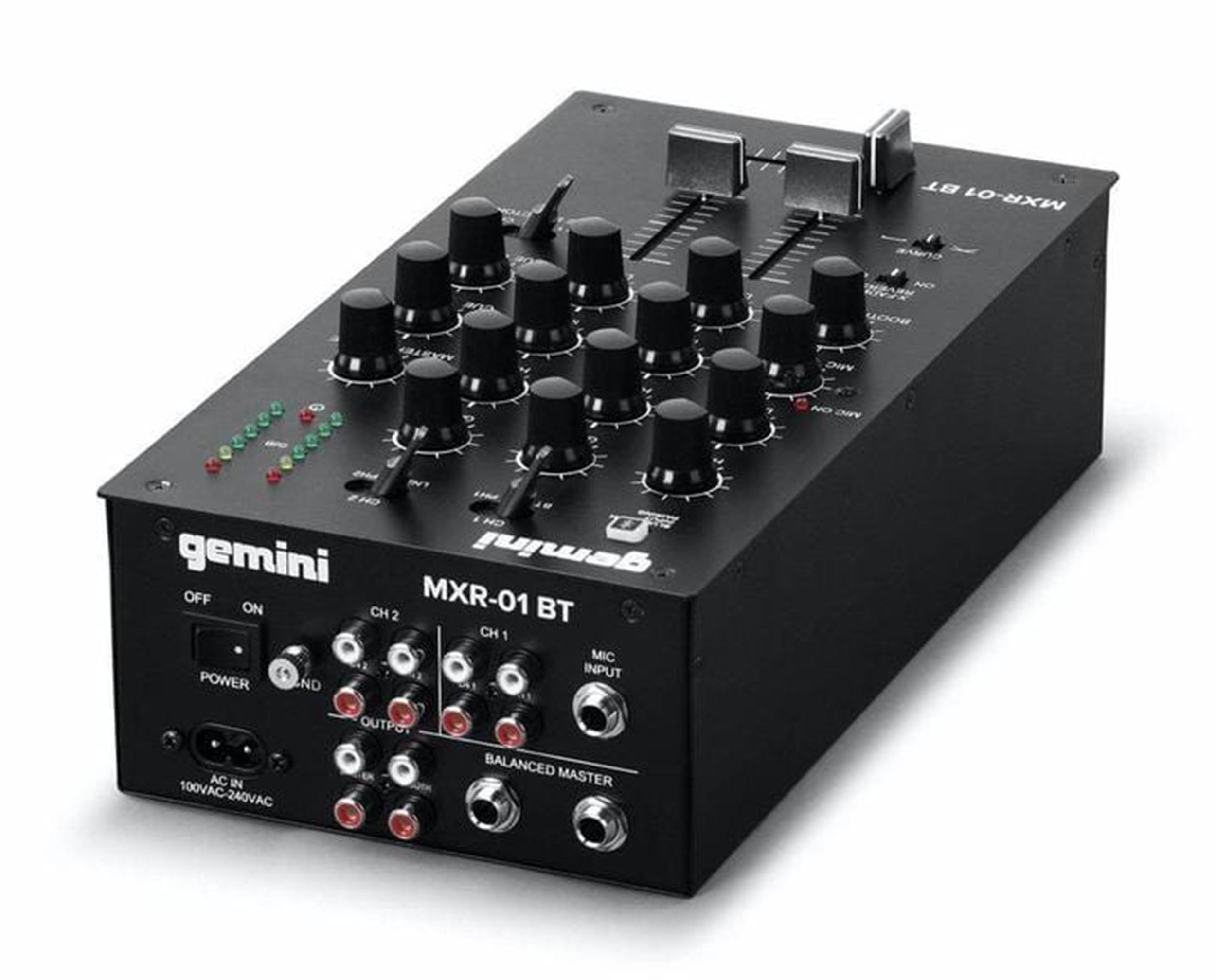 Gemini Sound MXR-01BT, 2-Channel Professional Dj Mixer with Bluetooth Input - Hollywood DJ
