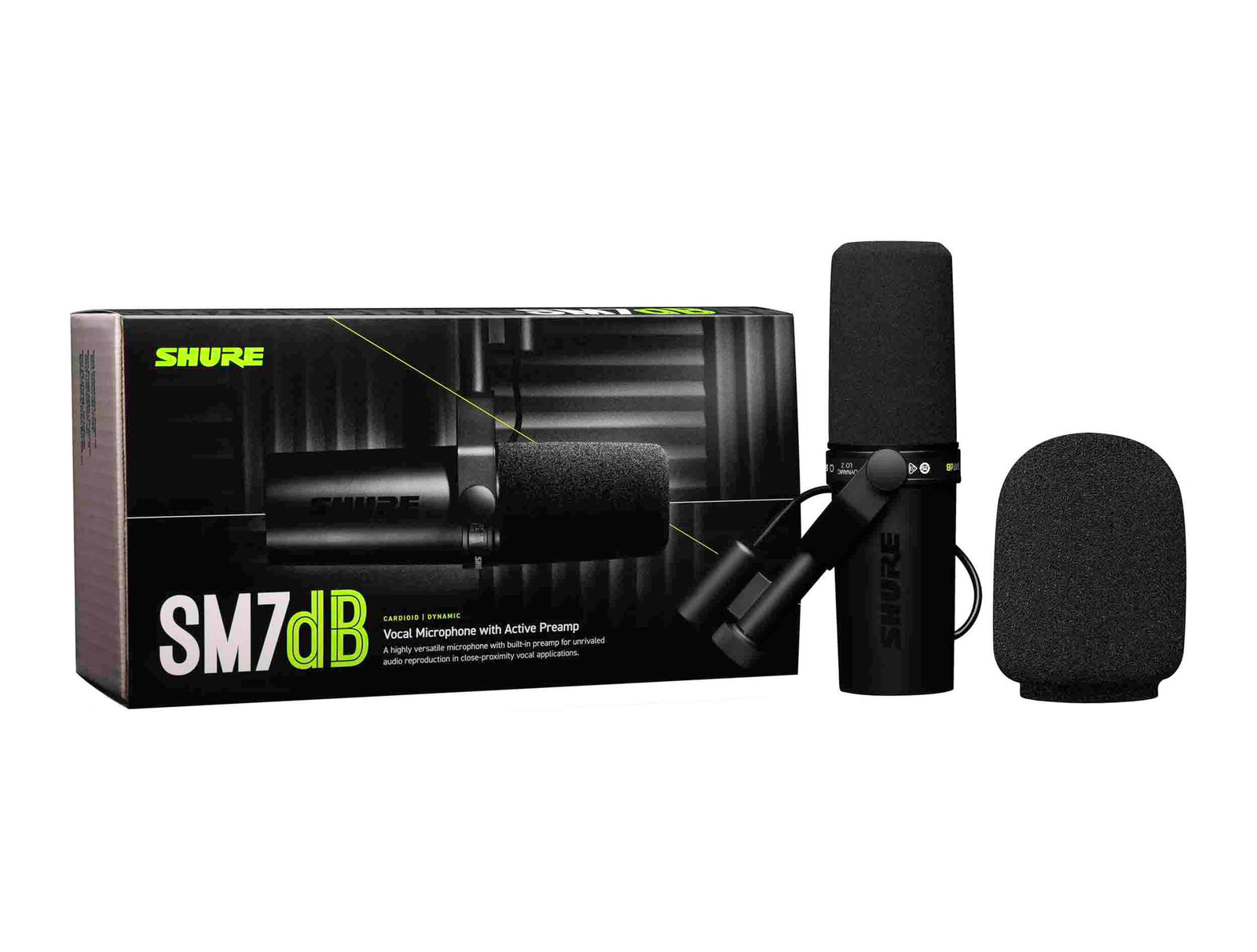 Shure SM7DB Podcast & Vocal Mic with Built in Preamp - Dynamic Cardioid Pattern - Hollywood DJ