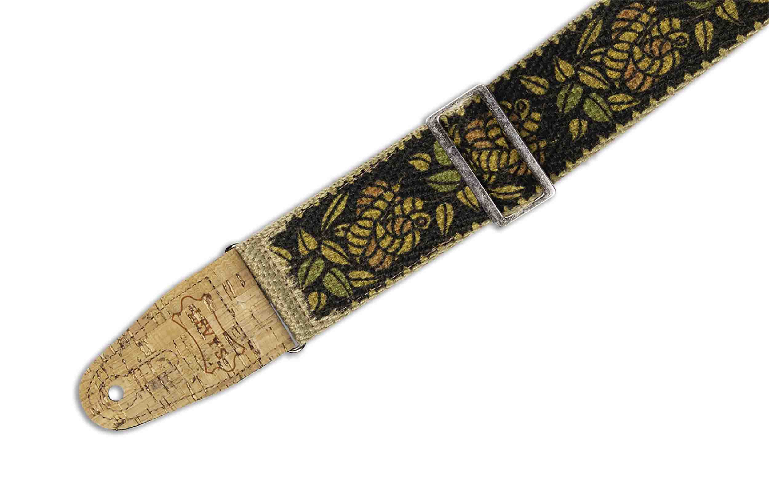 Levy's Leathers MH8P-010 2” Hemp ‘Vegan’ Guitar Strap with Printed Rosa Motif - Hollywood DJ