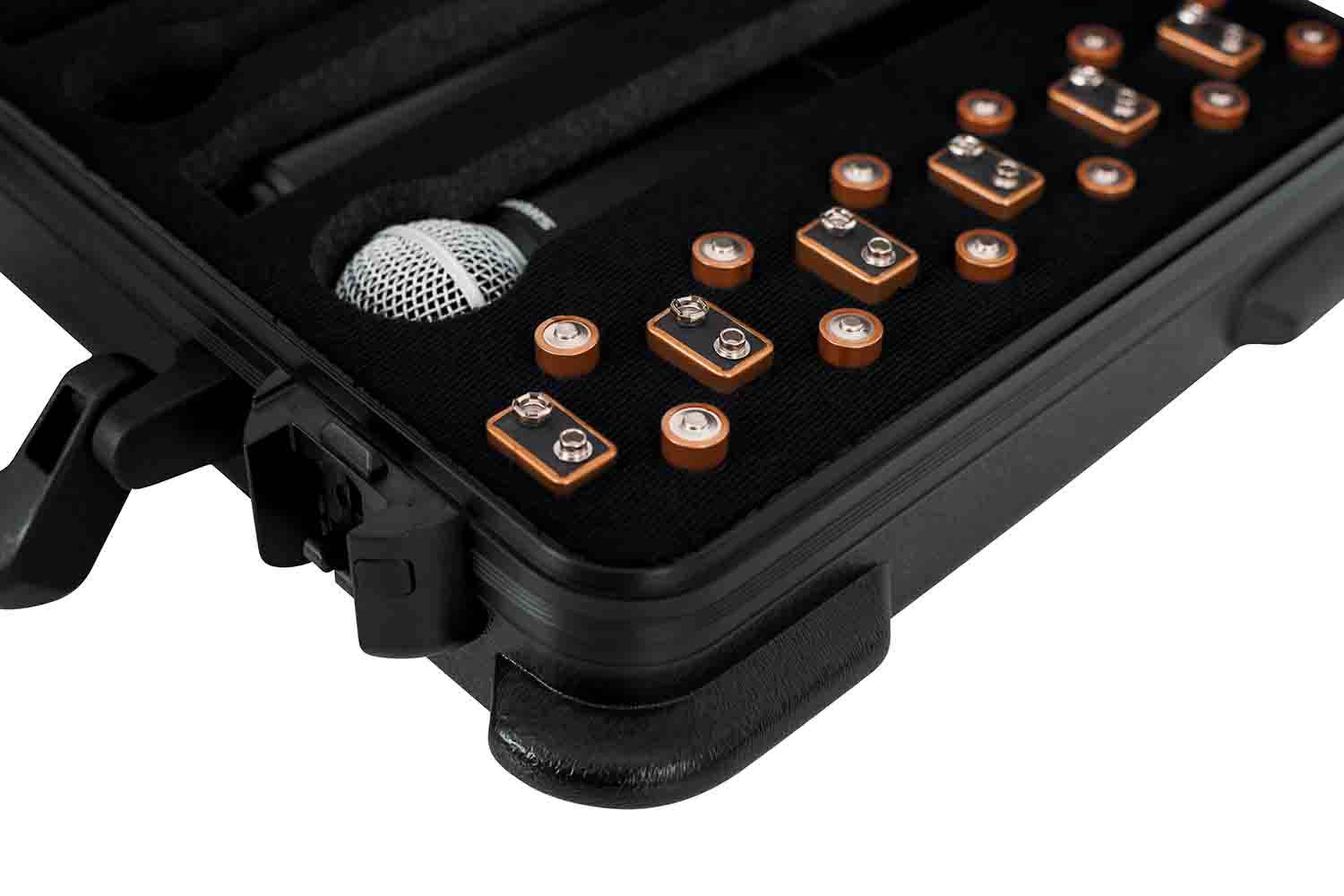 Gator Cases GTSA-MICW6 DJ Case for 6 Wireless Microphones with Battery Storage - Hollywood DJ