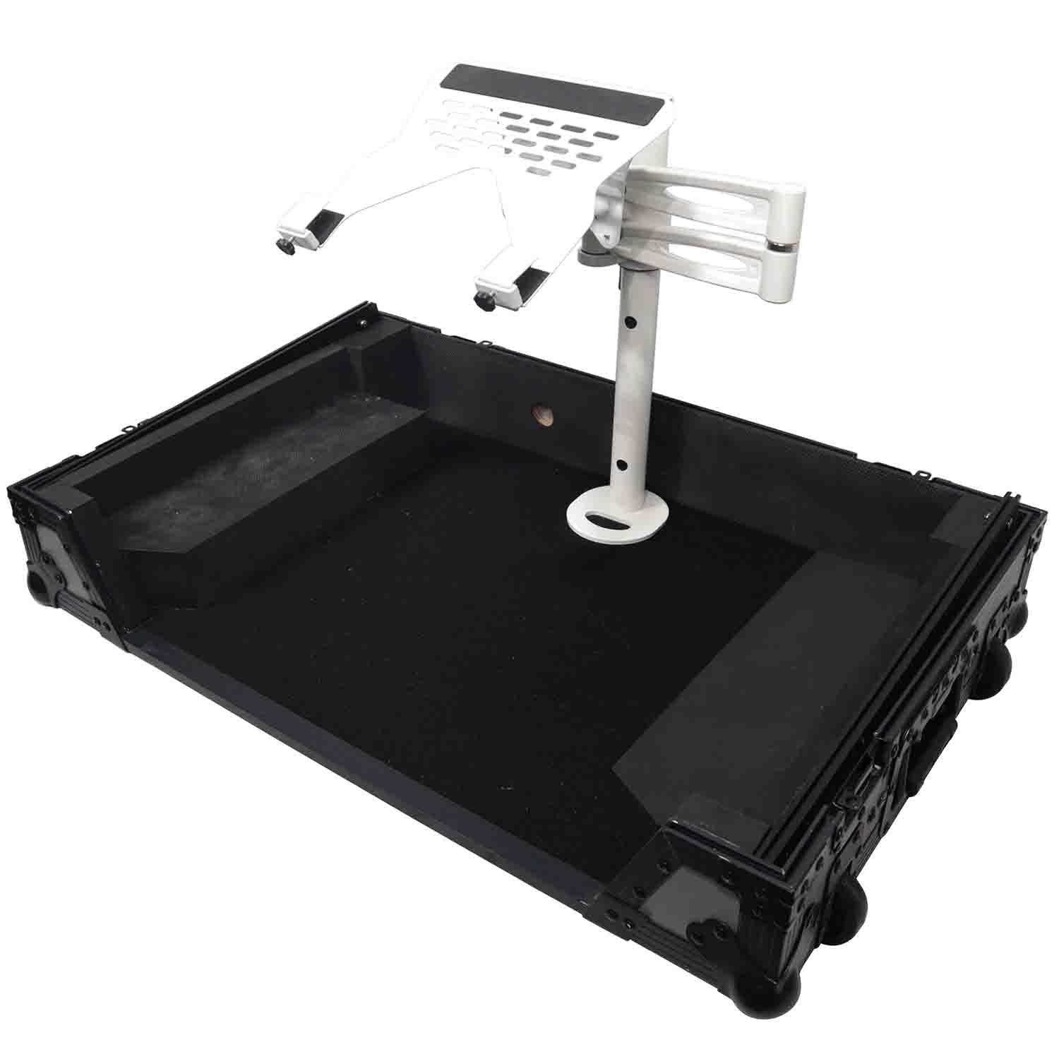 ProX XZF-LTARM PKG WH, Articulating Laptop Tray Arm with Shelf and Pole for Control Tower - White Finish - Hollywood DJ