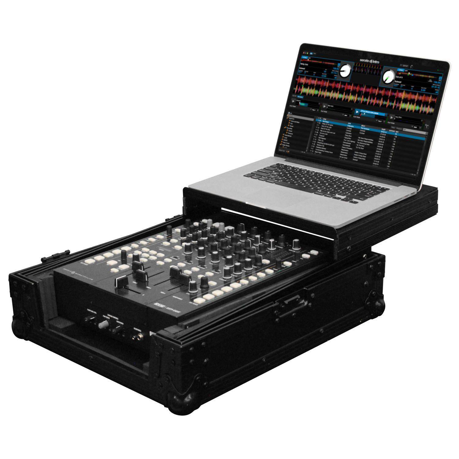 Odyssey FZGS12MX1BL, Universal Black Low Profile 12″ Format DJ Mixer Flight Case with Glide Platform - Hollywood DJ