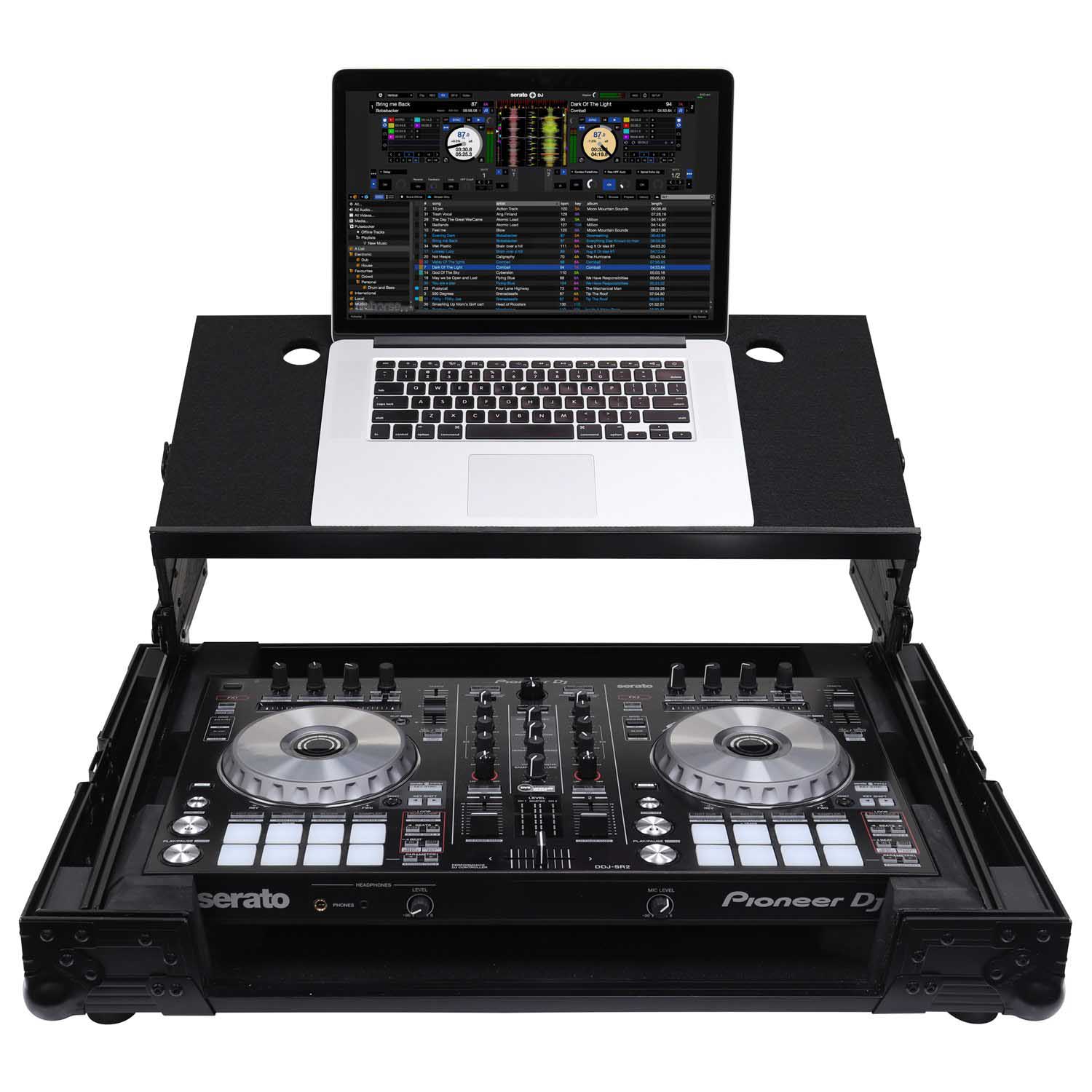 Odyssey FZGSADDJSR2BL Pioneer DDJ-SR / DDJ-SR2 Flight Case with Angle Glide Platform - Black - Hollywood DJ