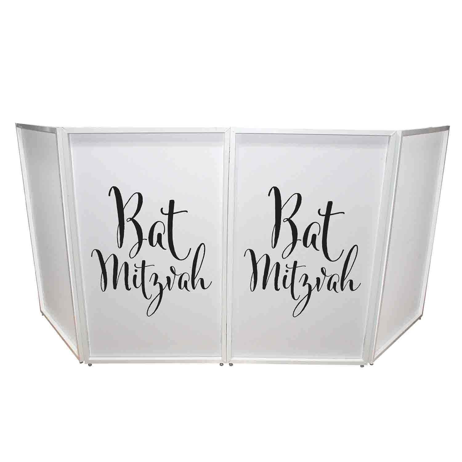ProX XF-SBATMITZ Set of Two Bat Mitzvah Facade Enhancement Scrim - Black Script on White - Hollywood DJ