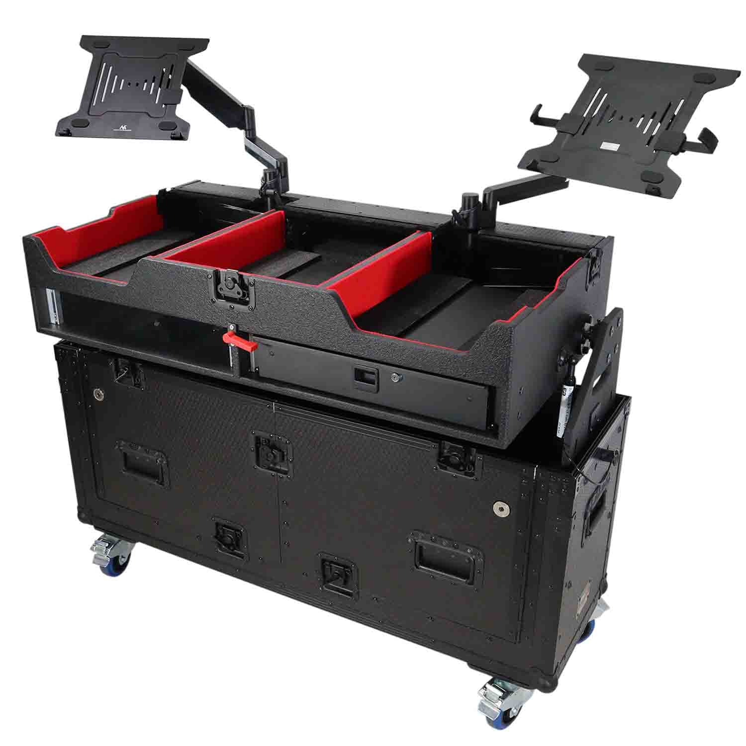 ProX XZF-CDM3KV10 Flip-Ready Easy Retracting Hydraulic Lift DJ Case for for Two CDJ3000 and One DJM-V10 - Hollywood DJ