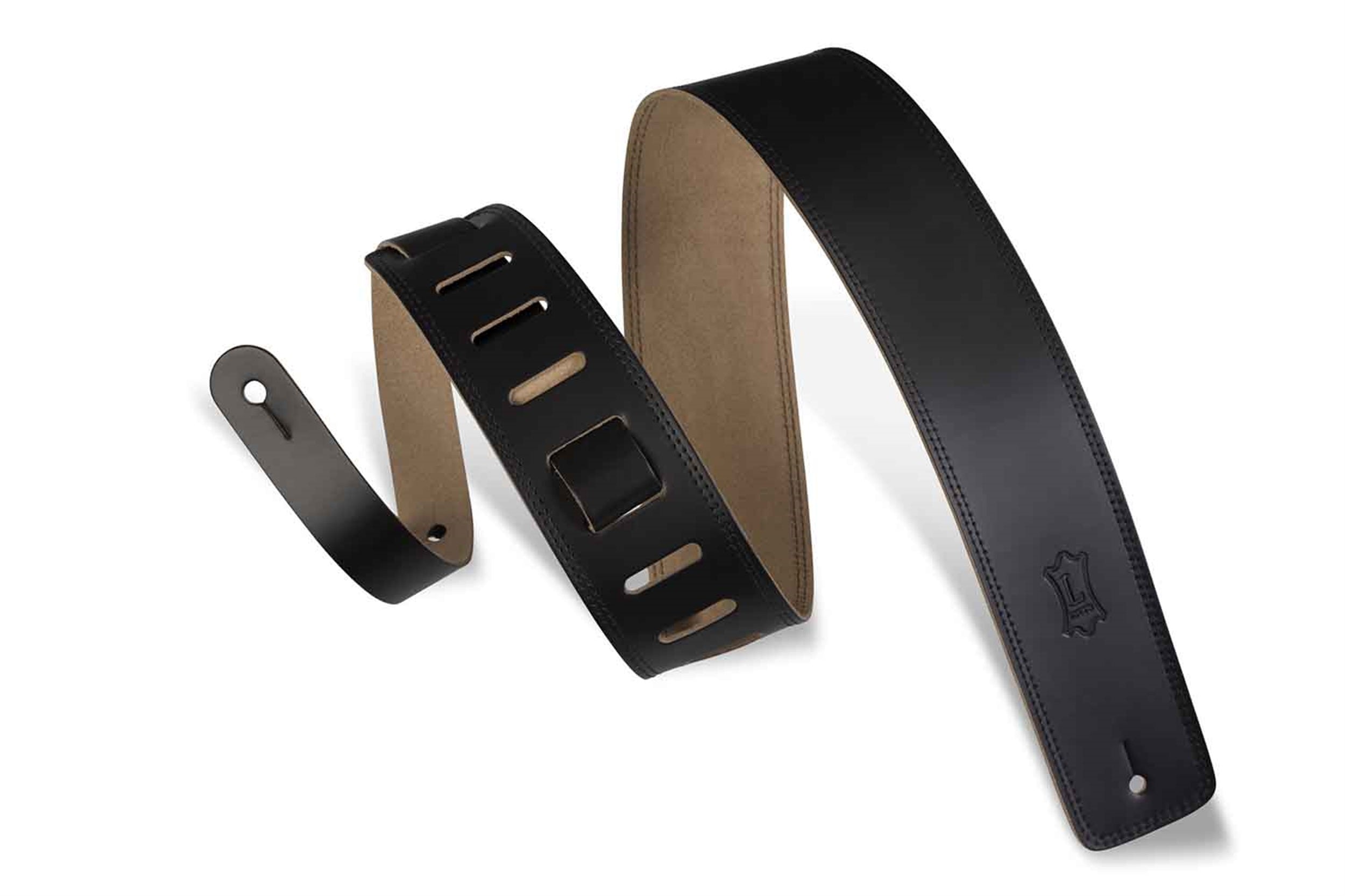 Levy's Leathers DM1-BLK, 2.5” Genuine Leather Guitar Strap - Black - Hollywood DJ