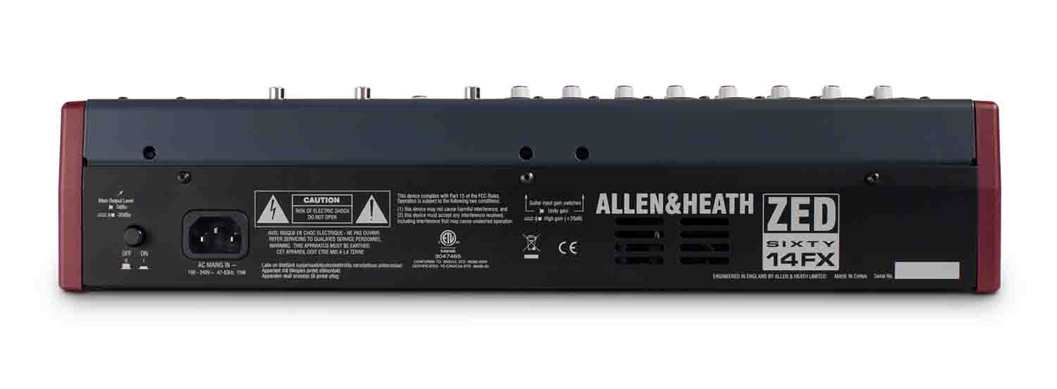Allen & Heath ZED60-14FX Multipurpose 14-Channel Portable Mixer with FX and USB Port - Hollywood DJ
