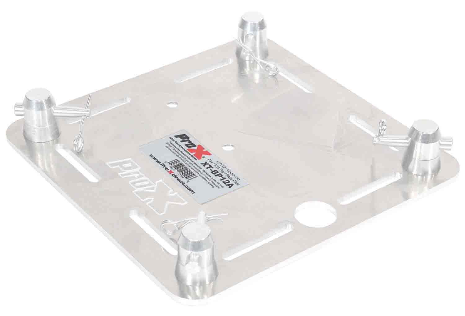 ProX XT-BP12A 12" x 12" F34 8mm Aluminum Top Plate with Slots and Mounting Holes for Totems - Hollywood DJ