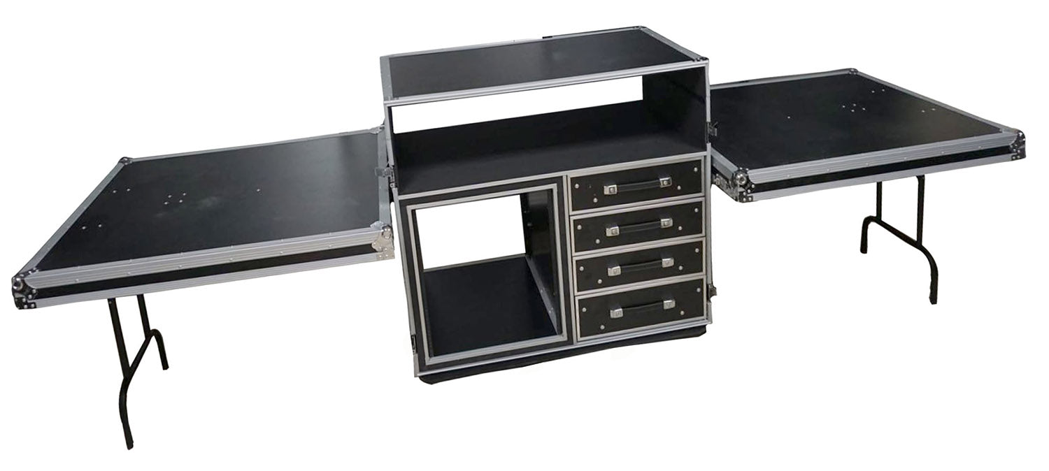 ProX XS-12U4DTWCO Dual-Table Case and Mixing Console Workstation with Casters - Hollywood DJ