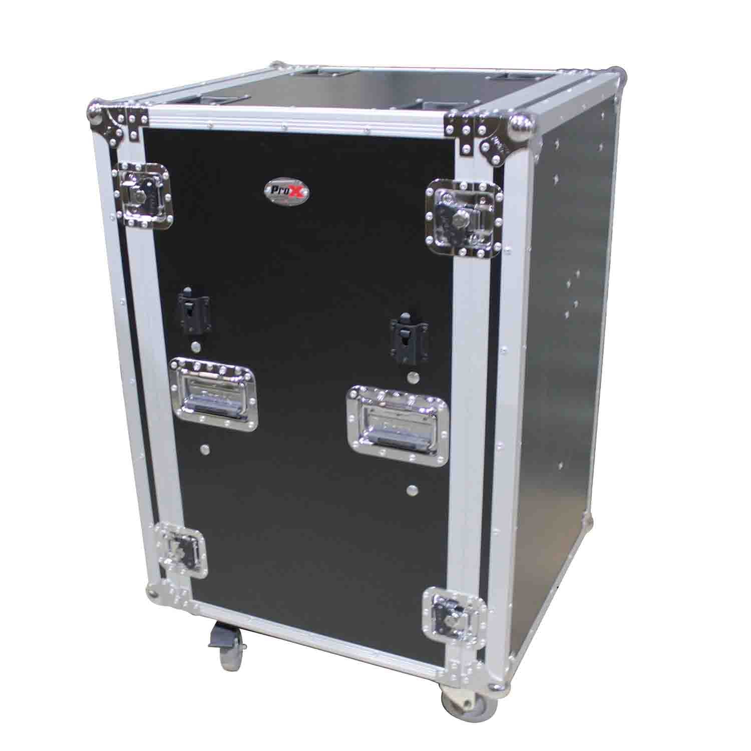 ProX T-18RSPWDT, 18U Vertical Shockproof Rack Case 20 In Deep W-Side Tables and Casters - Hollywood DJ