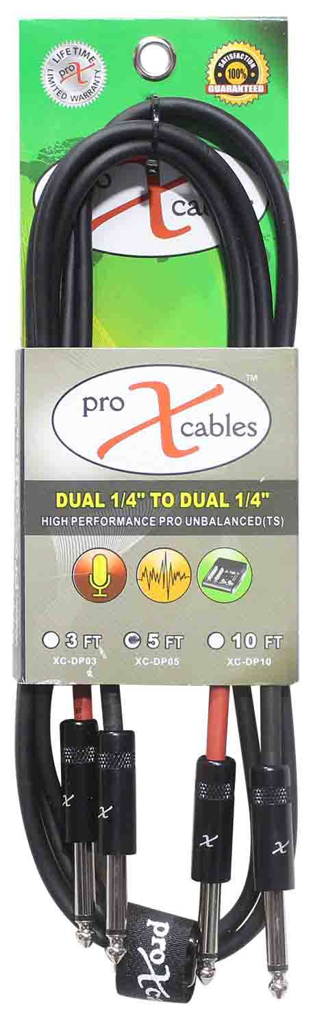 Prox XC-DP05 Unbalanced Dual 1/4" TS-M to Dual 1/4" TS-M High Performance Audio Cable - 5 Feet - Hollywood DJ
