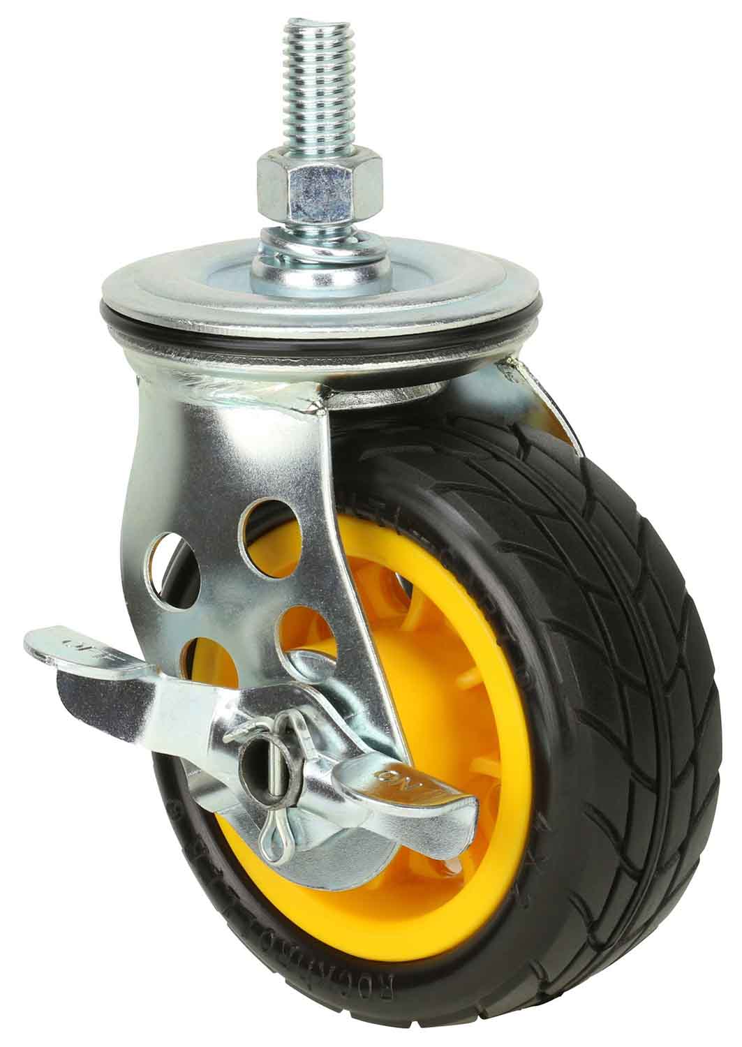 Rock N Rollerr RCSTR4X2 4" x 2" Ground Glder Wide Caster with Brake (upgrade for R2) - 2pk - Hollywood DJ
