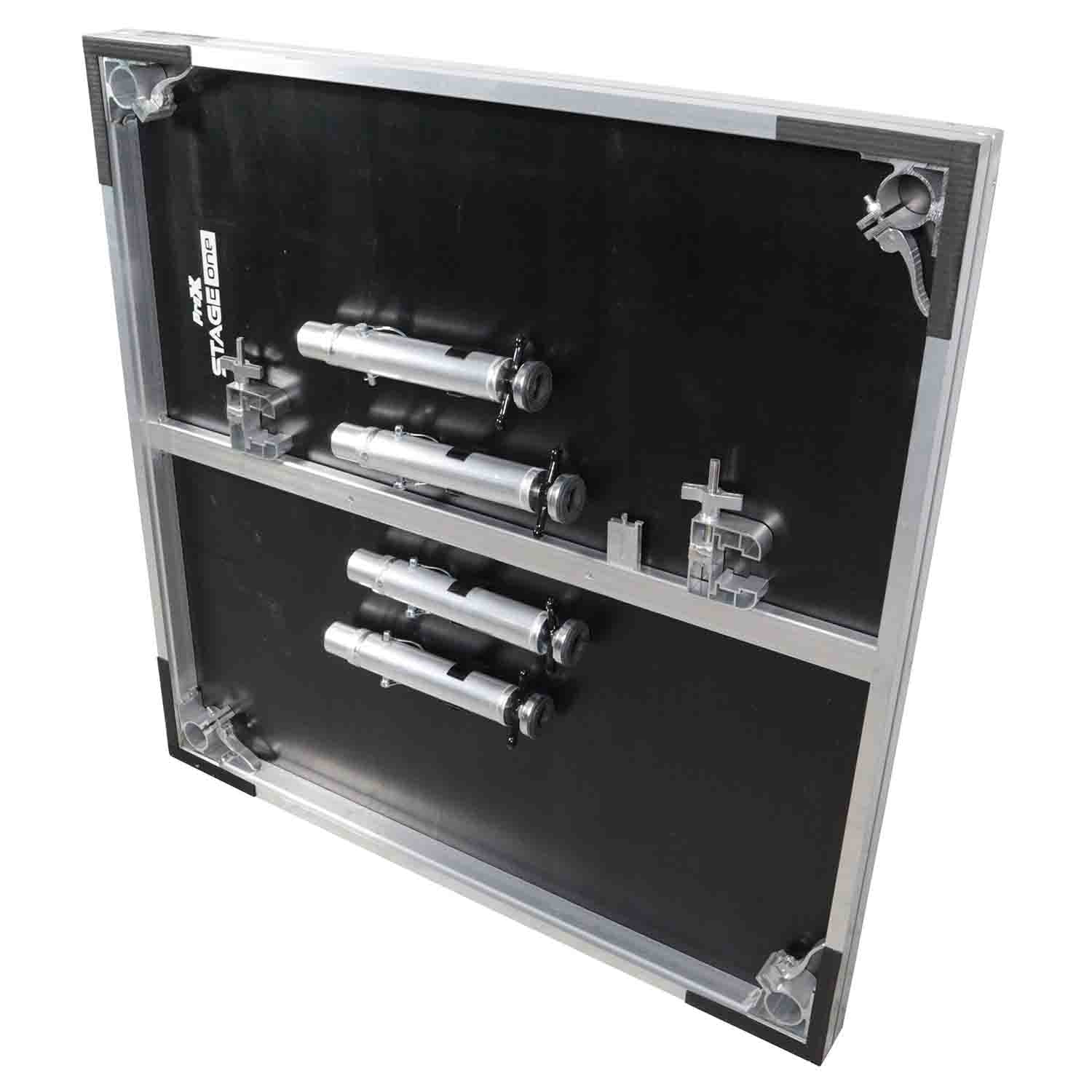 ProX XSU-4X4 Stage One 4' x 4' Ft Stage Deck Incl. 16-22-inch (24-in Extended) Telescoping Legs, and Deck Leveling Clip - Hollywood DJ