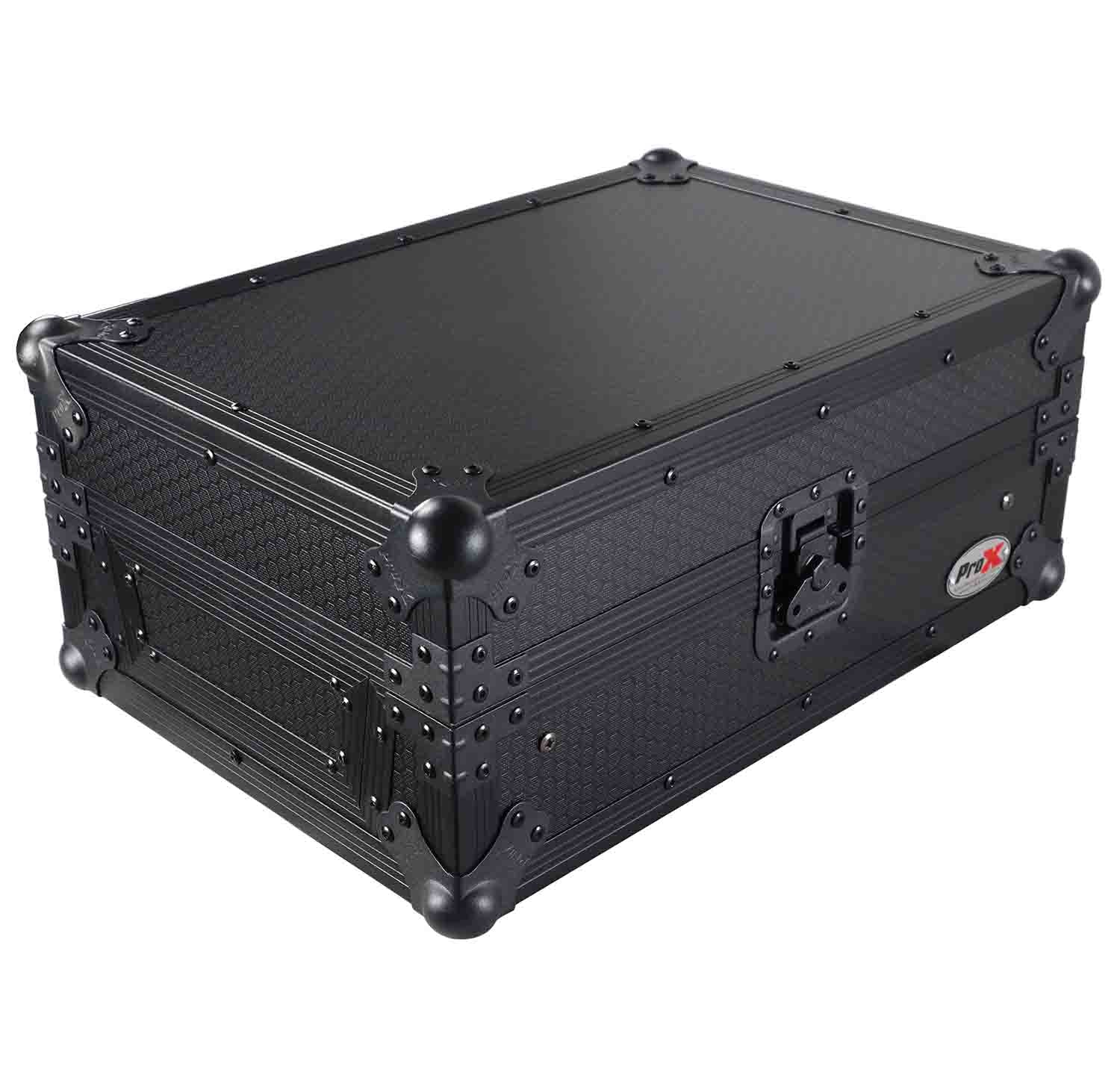 ProX XS-DJMS11LTBL, Flight Case for Pioneer DJM-S11 Mixer with Sliding Laptop Shelf - Black on Black - Hollywood DJ