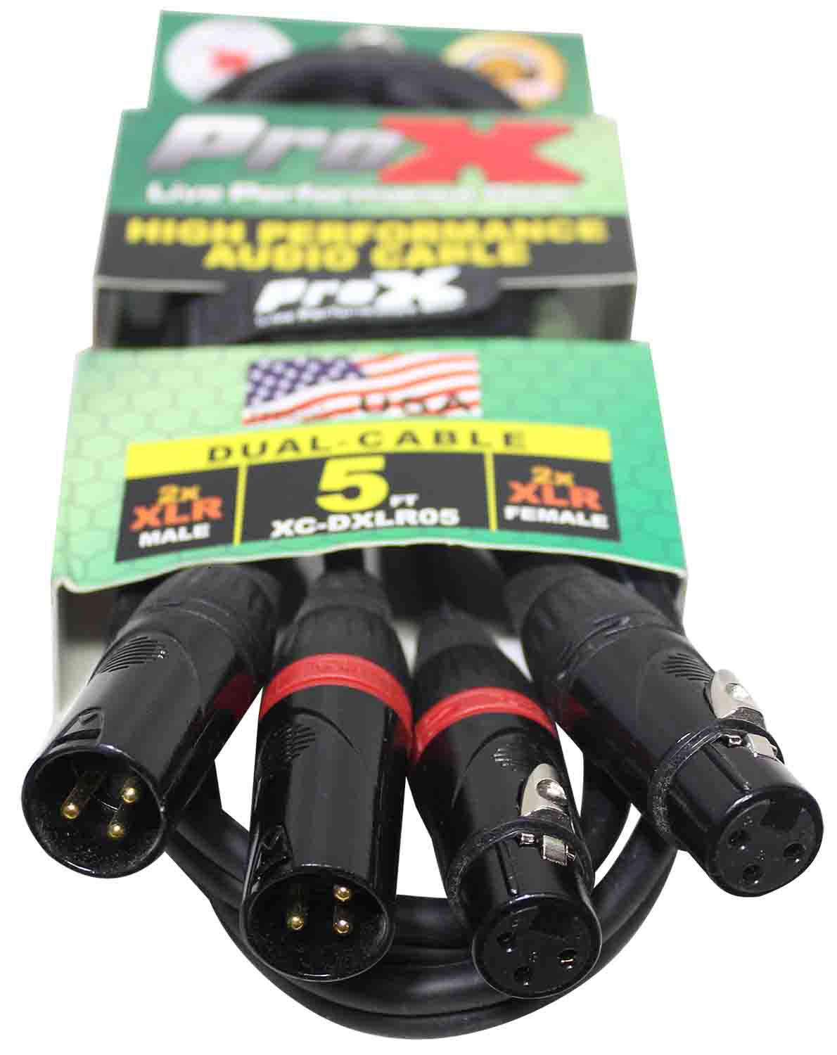 Prox XC-DXLR05 Balanced Dual XLR-M to Dual XLR-F High Performance Audio Cable - 5 Feet - Hollywood DJ