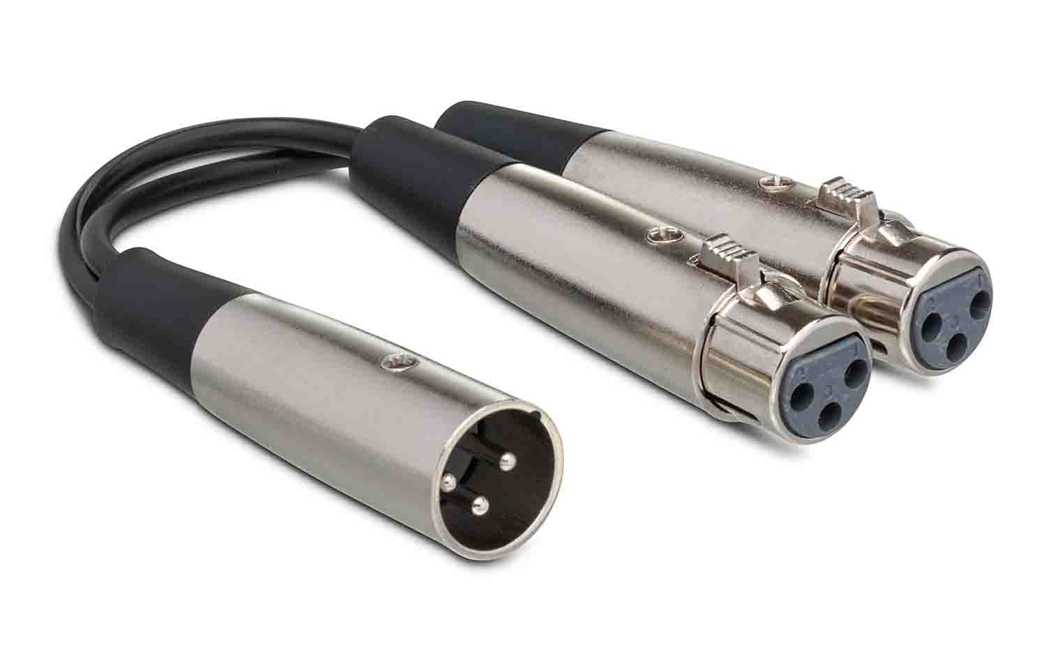 Hosa YXF-101.5, XLR Male to Dual XLR Female Y Cable - 18 Inches - Hollywood DJ