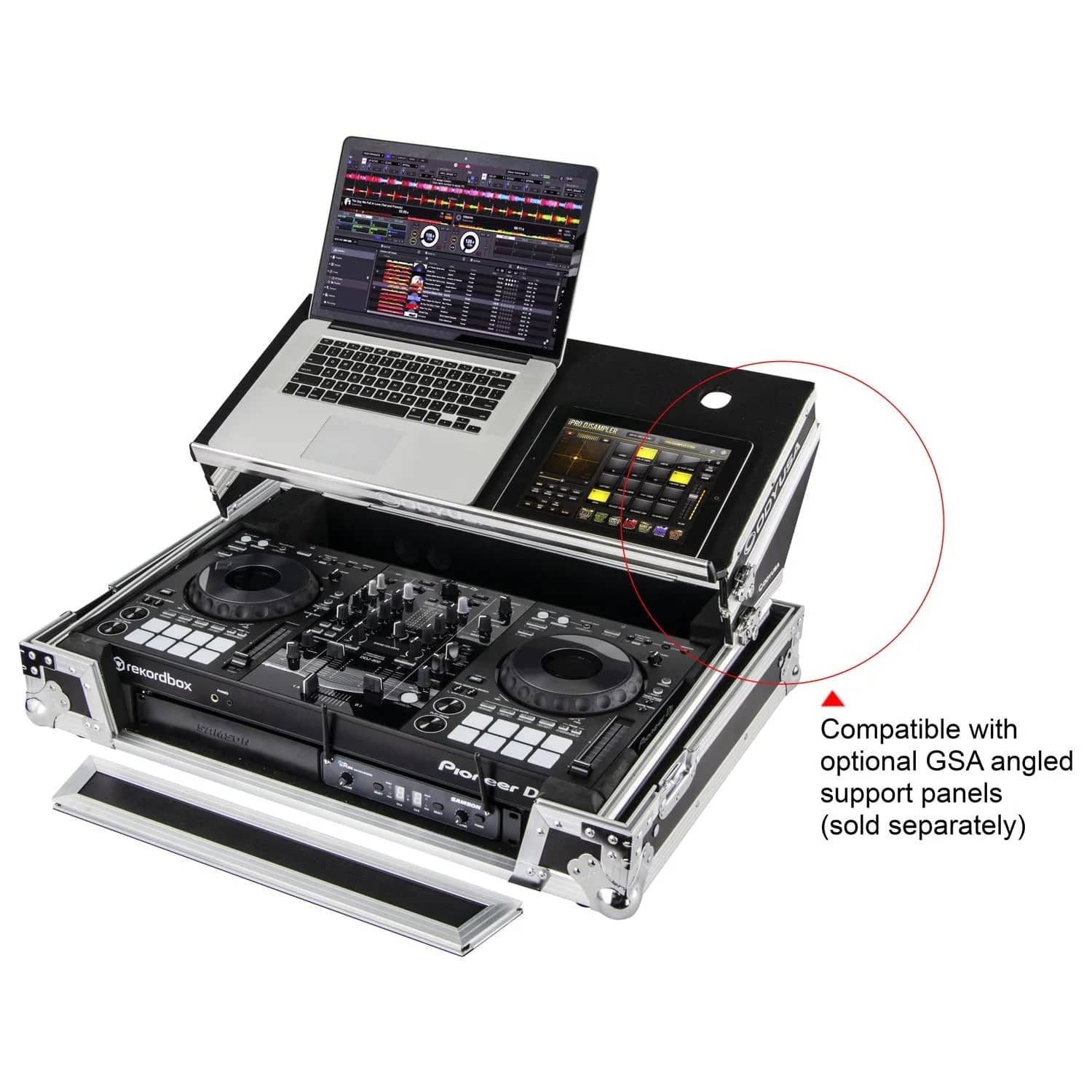 Odyssey FZGSPIDDJ8001, Pioneer DDJ-800 Flight Case With Bottom 1U Rack Space And Glide Platform - Hollywood DJ