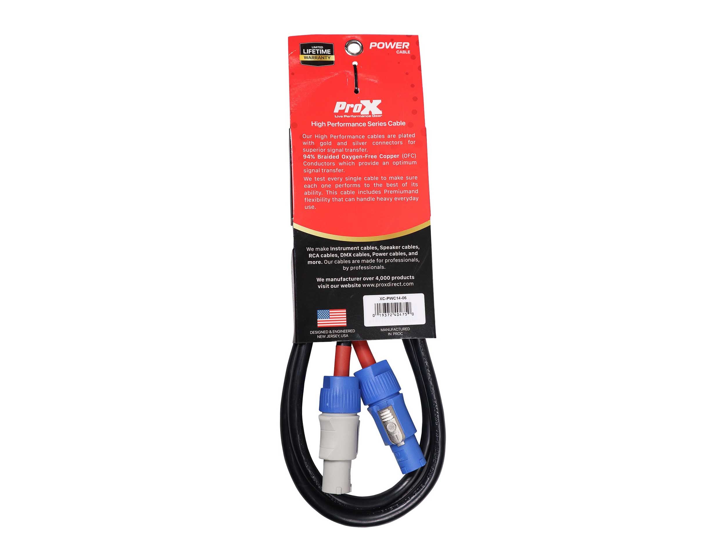 ProX XC-PWC14-06, 14 AWG High Performance Link Grey Male to Blue Male for Powercon Compatible Devices - 6 Feet by ProX Cases