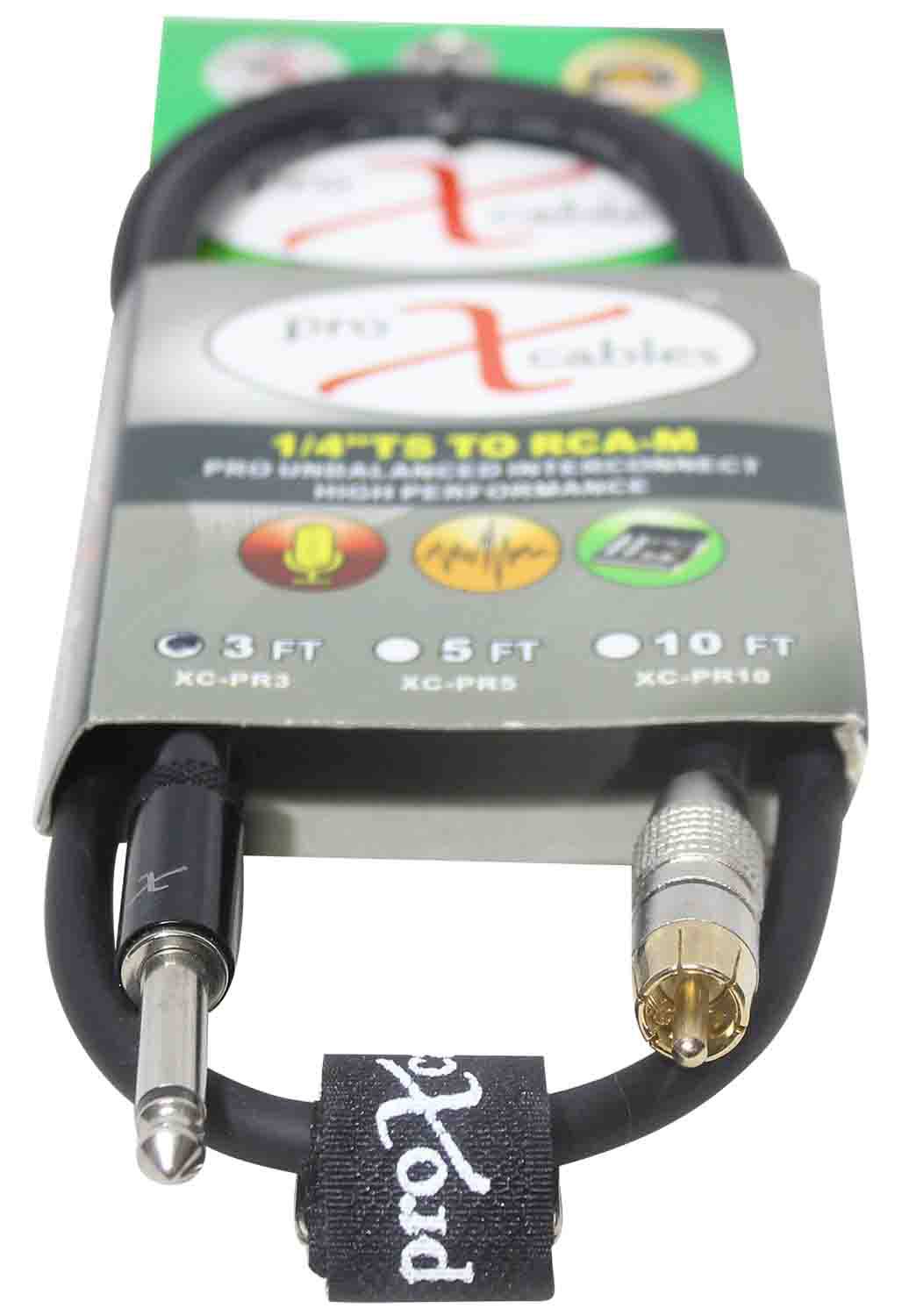 Prox XC-PR03 Unbalanced RCA Male to 1/4" Male High Performance Audio Cable - 3 Feet - Hollywood DJ