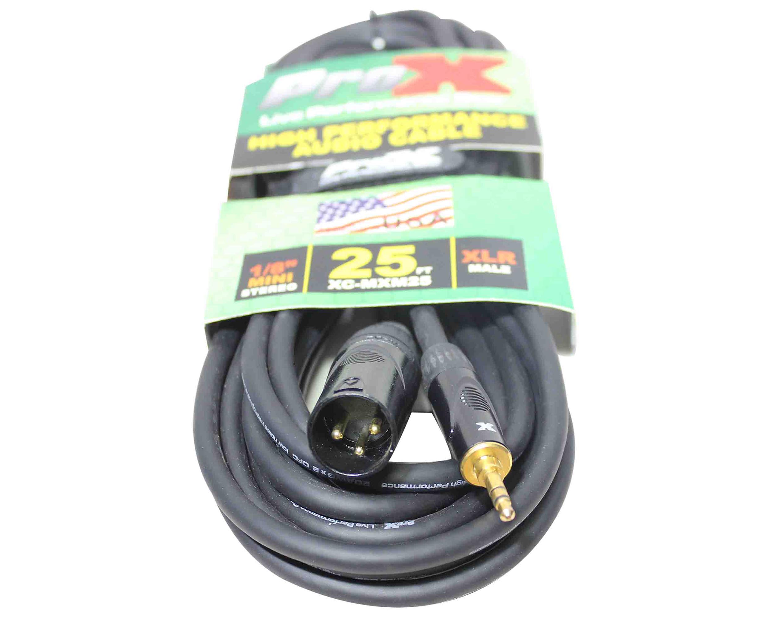 Prox XC-MXM25 Unbalanced 1/8" TRS-M Mini to XLR3-M High Performance Audio Cable - 25 Feet by ProX Cases