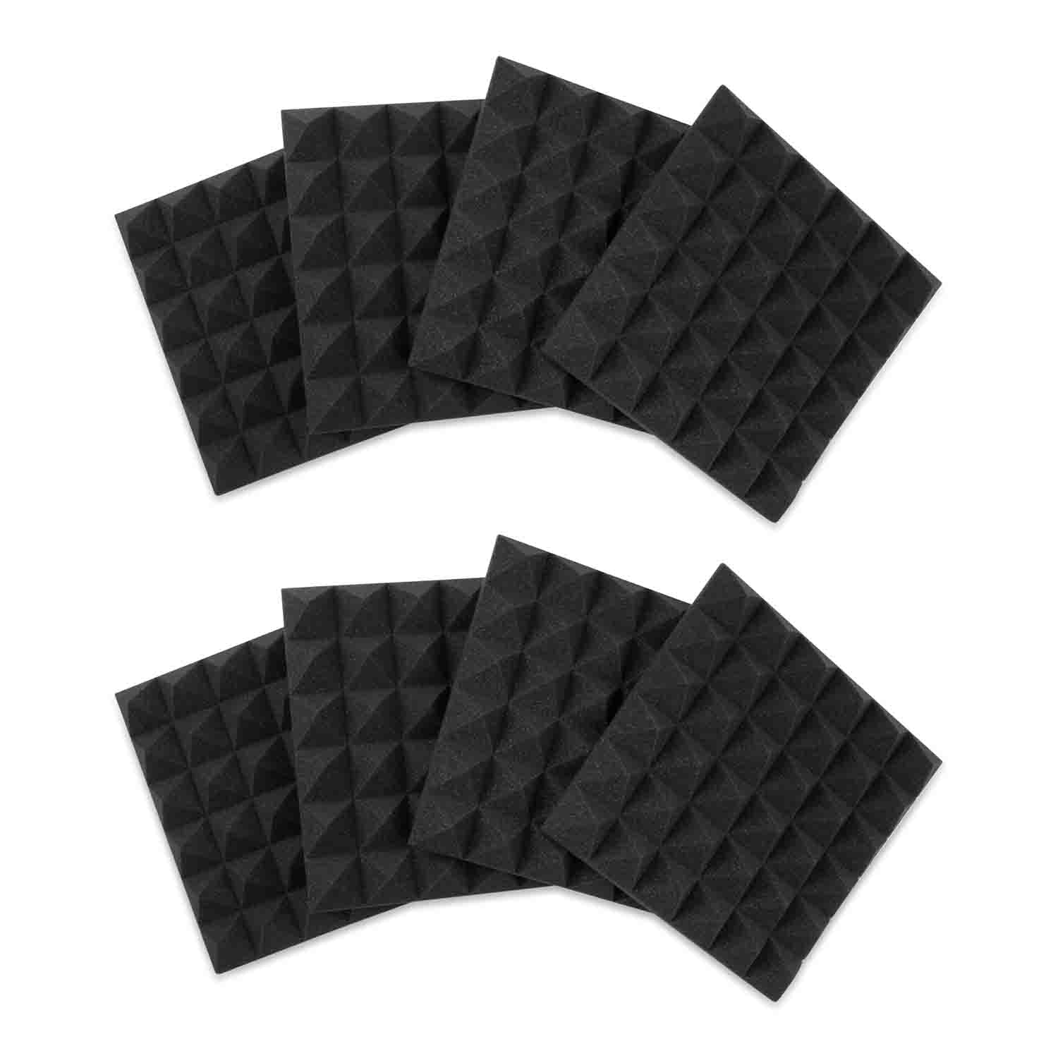 Gator Frameworks GFW-ACPNL1212PCHA-8PK, Charcoal 12x12" Acoustic Pyramid Panel - 8 Pack - Hollywood DJ