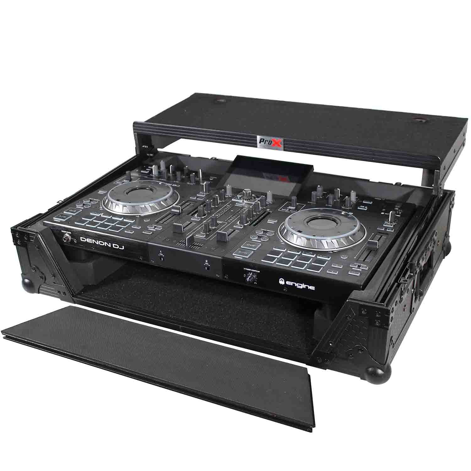 ProX XS-PRIME2 LTBL DJ Flight Case for Denon Prime 2 Standalone DJ System - Black on Black - Hollywood DJ