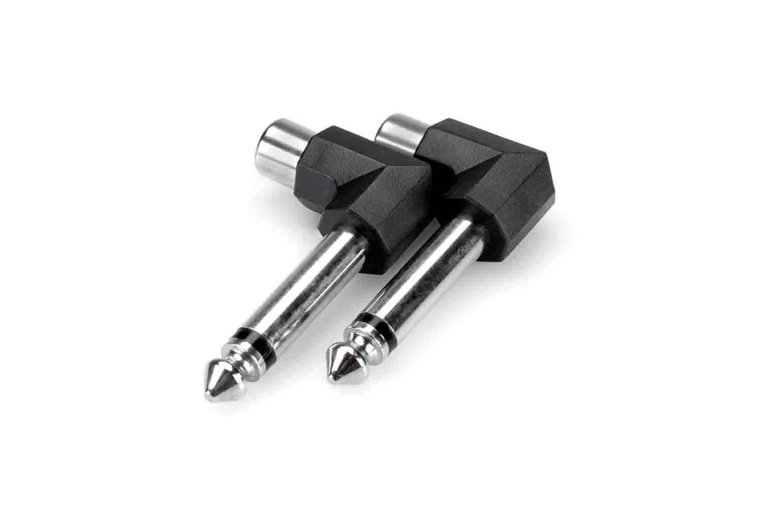 Hosa GPR-123 Right-angle Adaptors, RCA to 1/4 in TS -2 PCS - Hollywood DJ