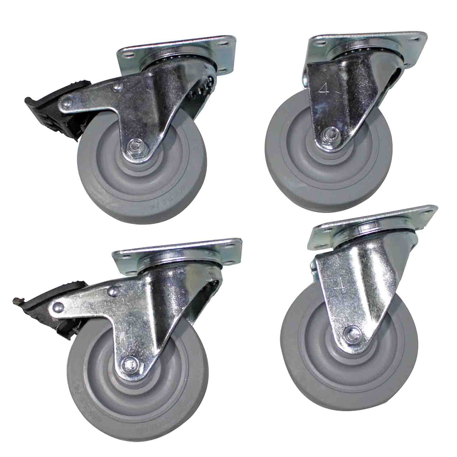ProX X-CASTER-4-GREY 4" Grey Casters (Set of 4 - 2 Locking) - Hollywood DJ