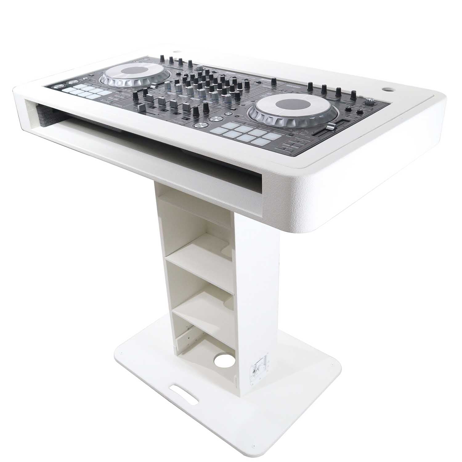 ProX XZF-DJCTWCASE Control Tower DJ Stand with Laptop Stand, and Travel Cases - White Finish - Hollywood DJ