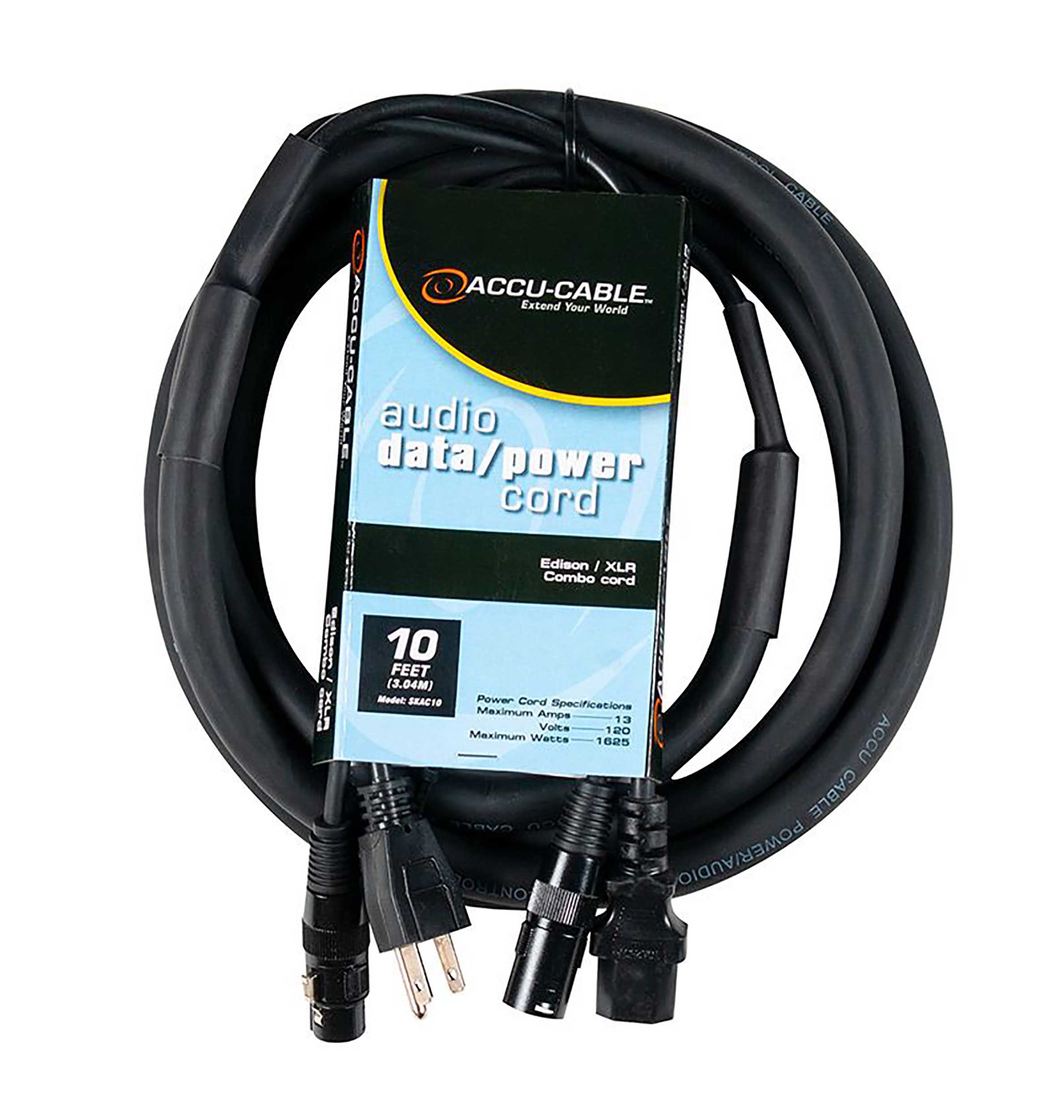 Accu-Cable SKAC10 Male to Female and XLR Male to Male Combo Cable - 10 Ft by Accu Cable
