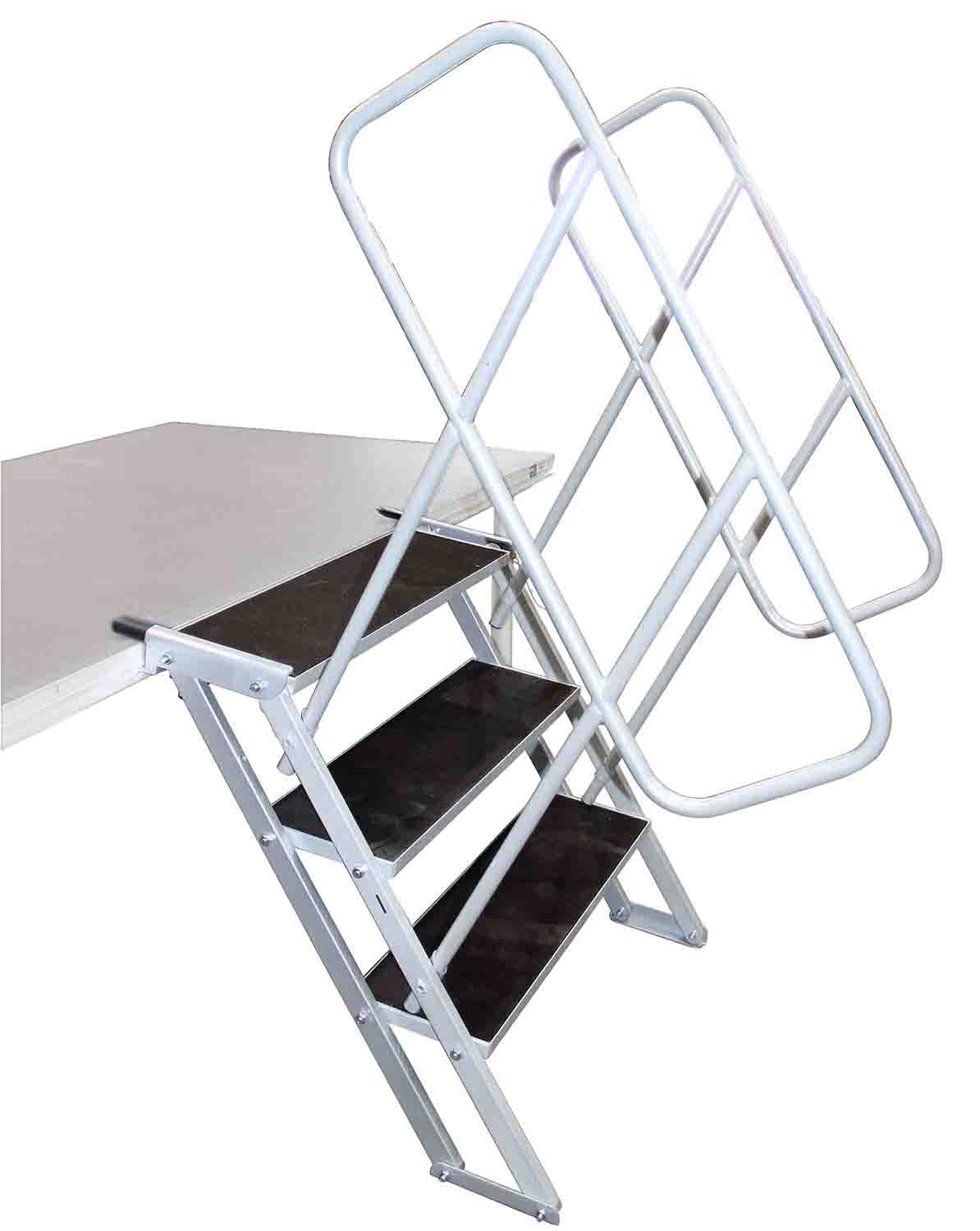 ProX XSQ-ST3 StageQ Heavy Duty Foldable 3 Step Unit with Rail - 18-28 Inch - Hollywood DJ