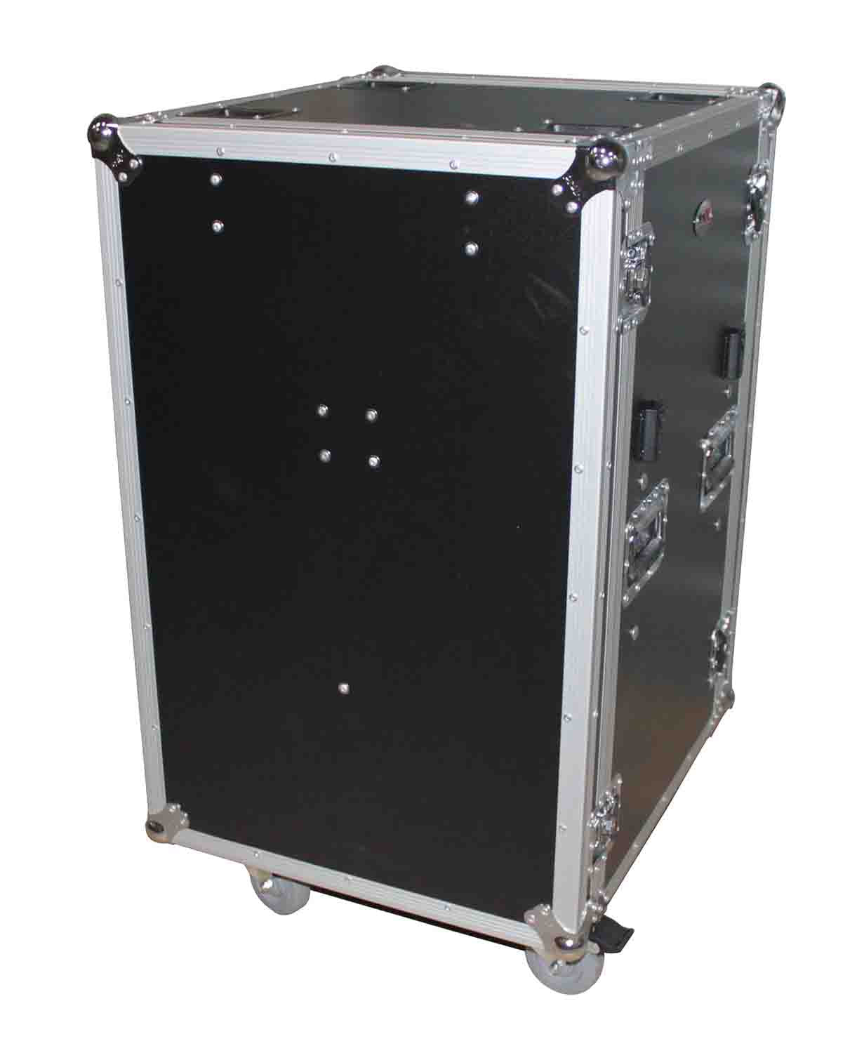 ProX T-18RSPWDST 18U Vertical Shockproof Rack Case 20 In Deep W-Side Tables and Casters - Hollywood DJ